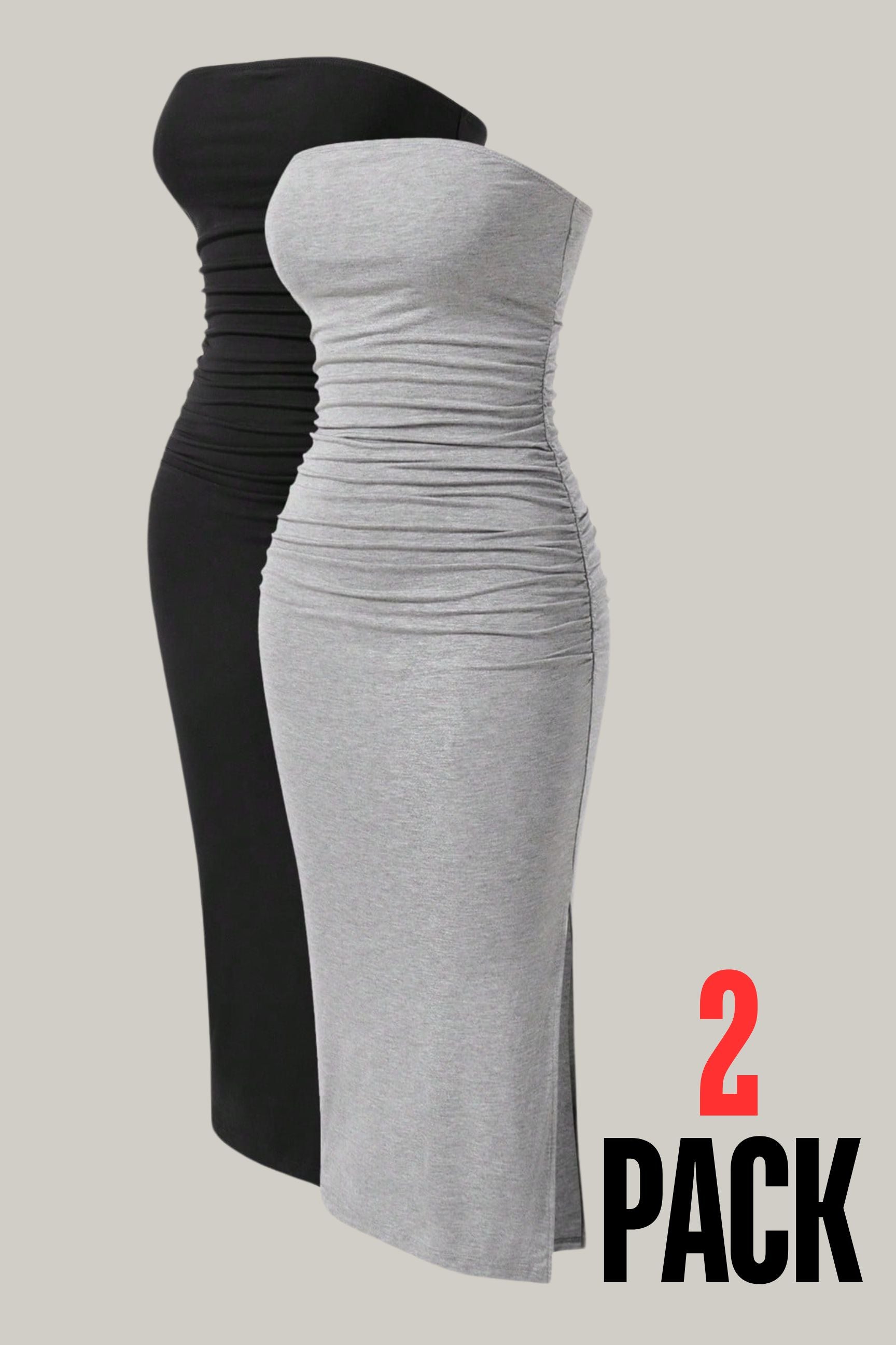 2 Pack Multi-Color Knitted Strapless Dress