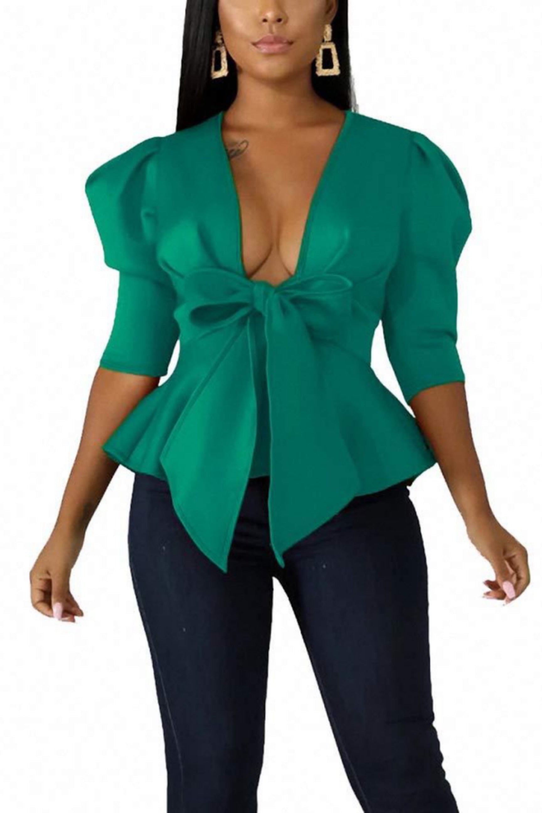 Maeve Bow Tie Peplum Blouse