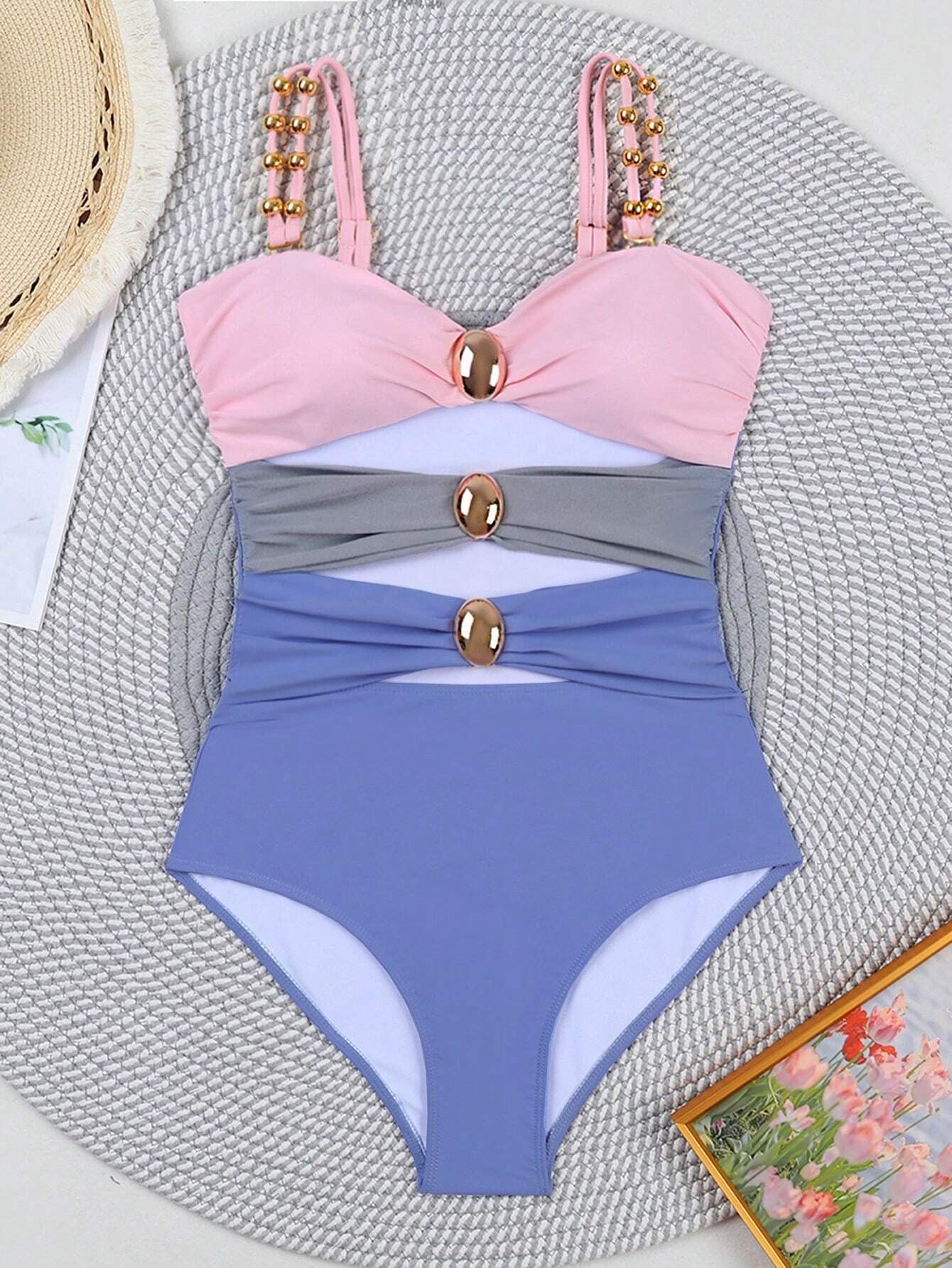 Colorblock Cut-Out One-Piece Swimsuit