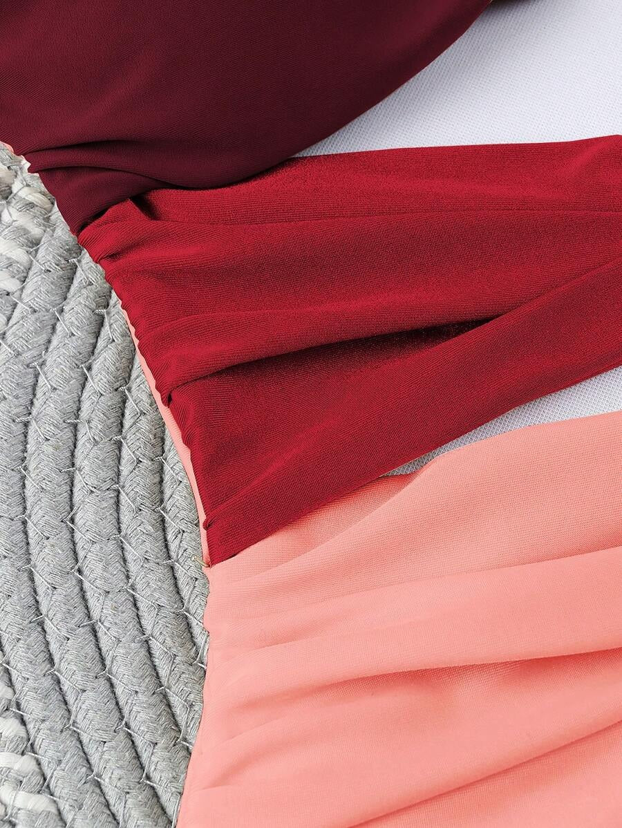 Colorblock Cut-Out One-Piece Swimsuit