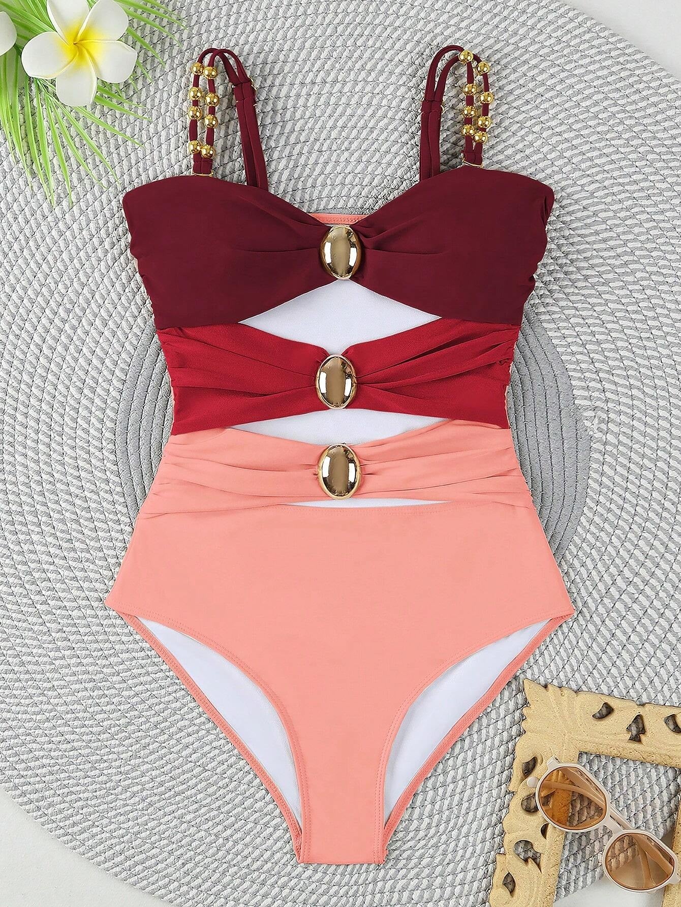 Colorblock Cut-Out One-Piece Swimsuit