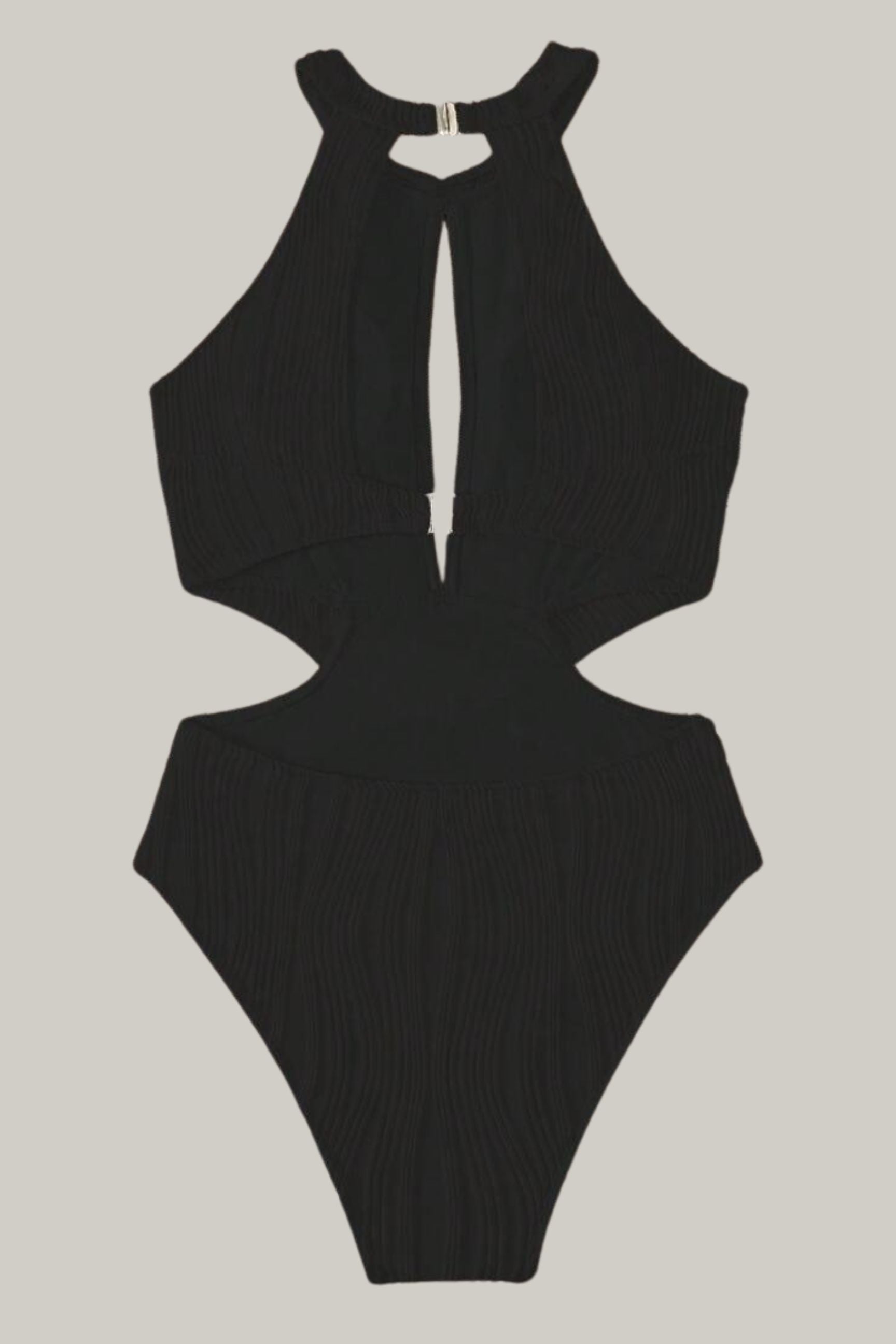 Cut Out Waist Halter One Piece Swimsuit