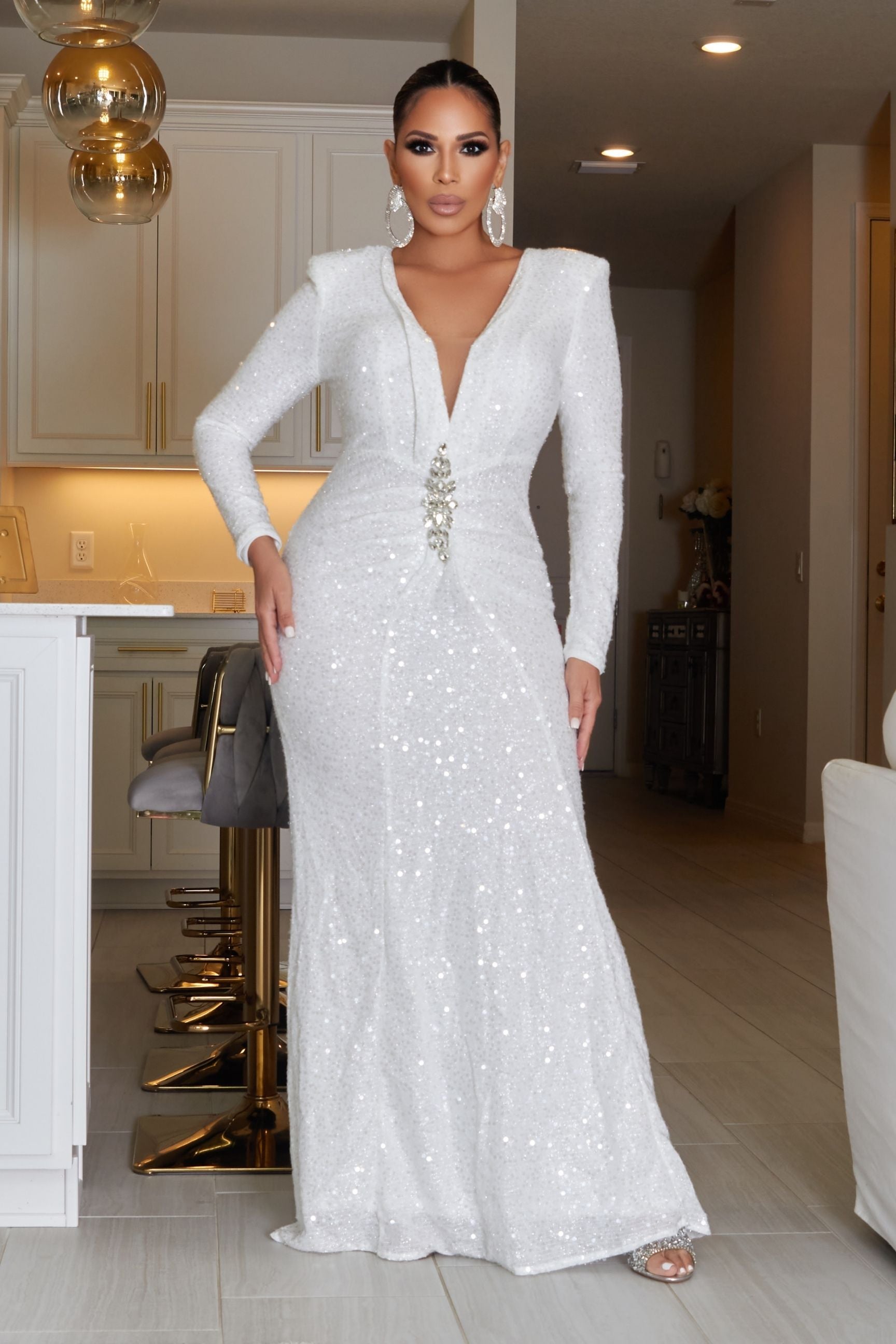 Daniella Rhinestone Decor Maxi Formal Gown