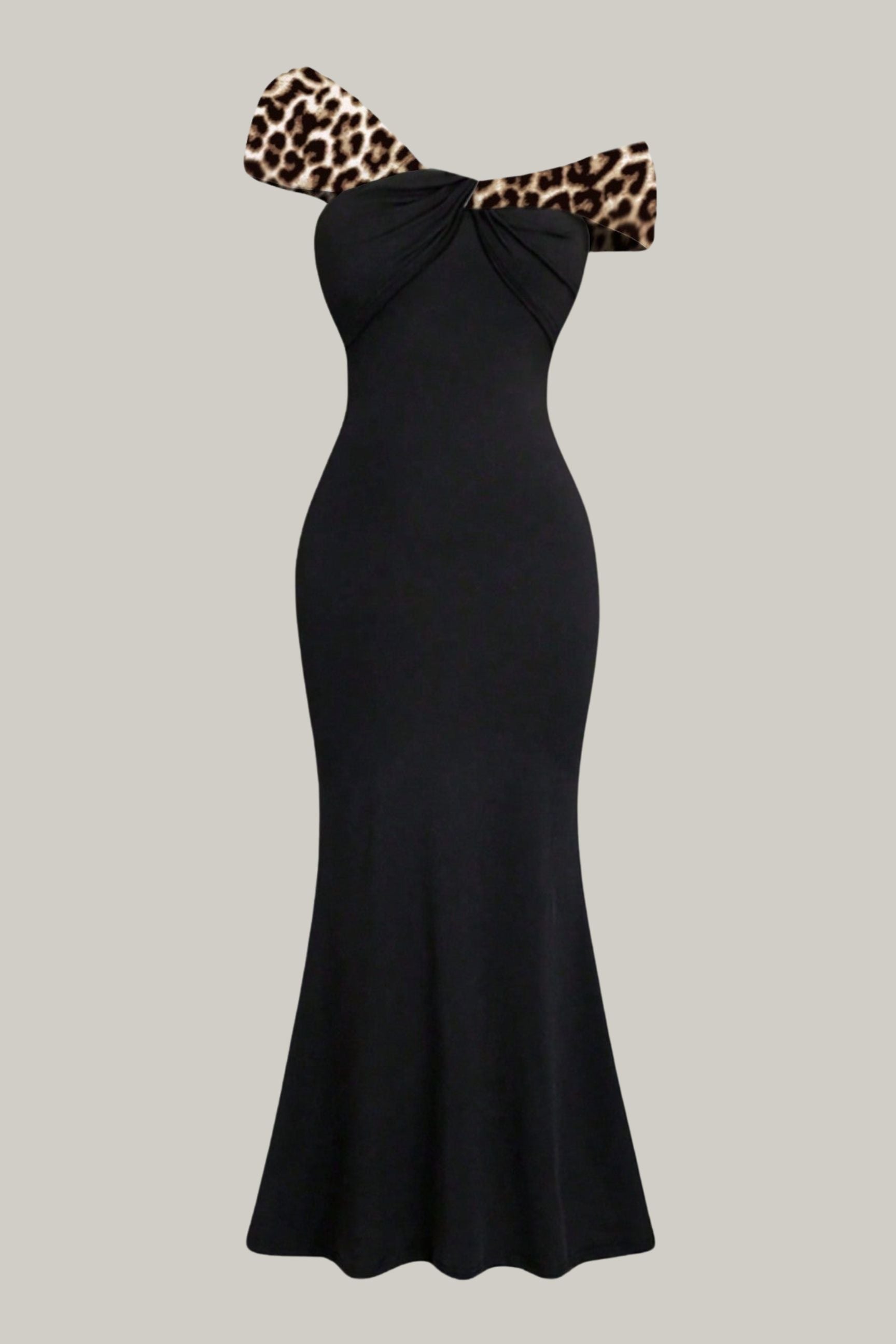 Lena Leopard Printed Twisted Knot Asymmetrical Dress