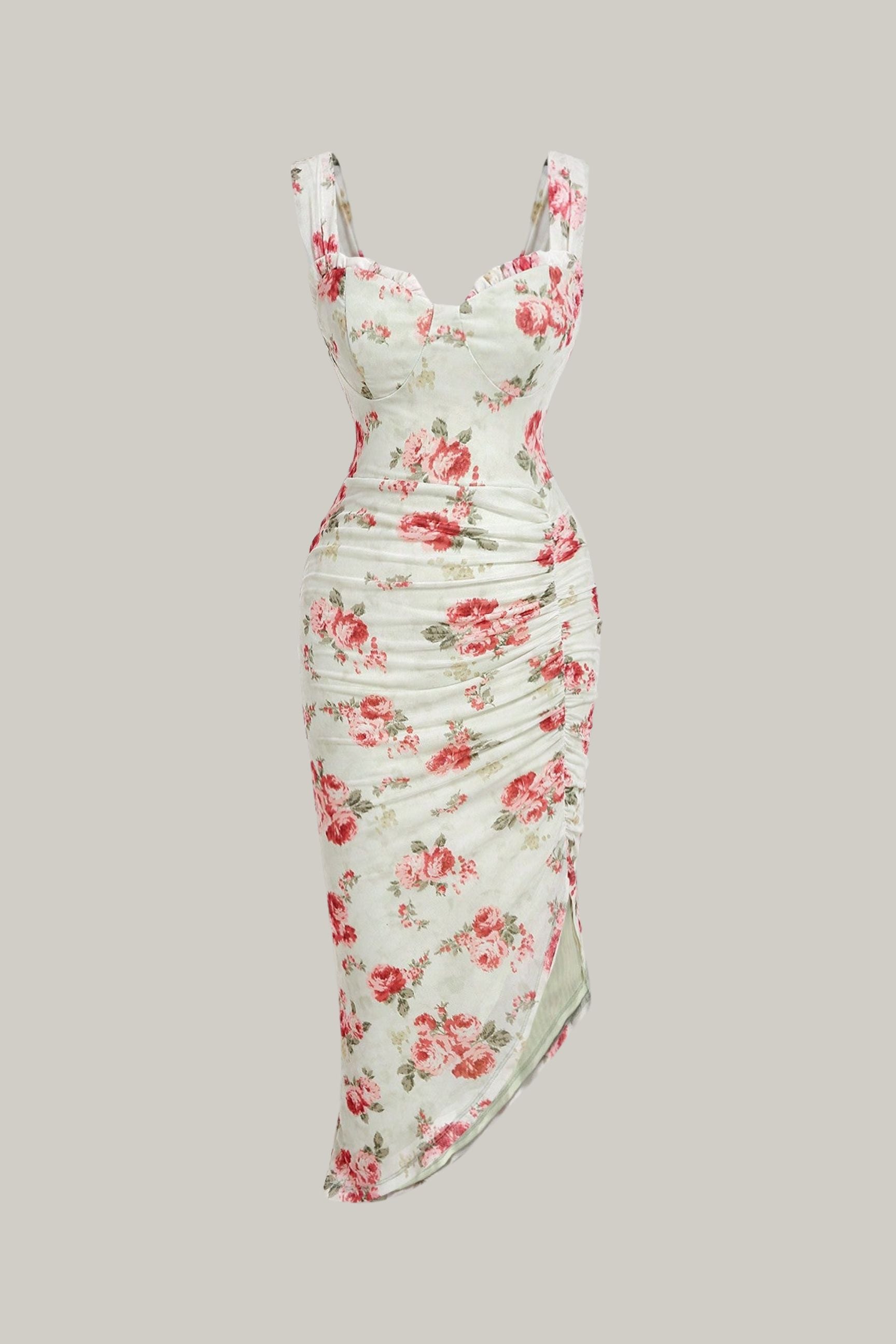 Floral Print Asymmetric Split Dress