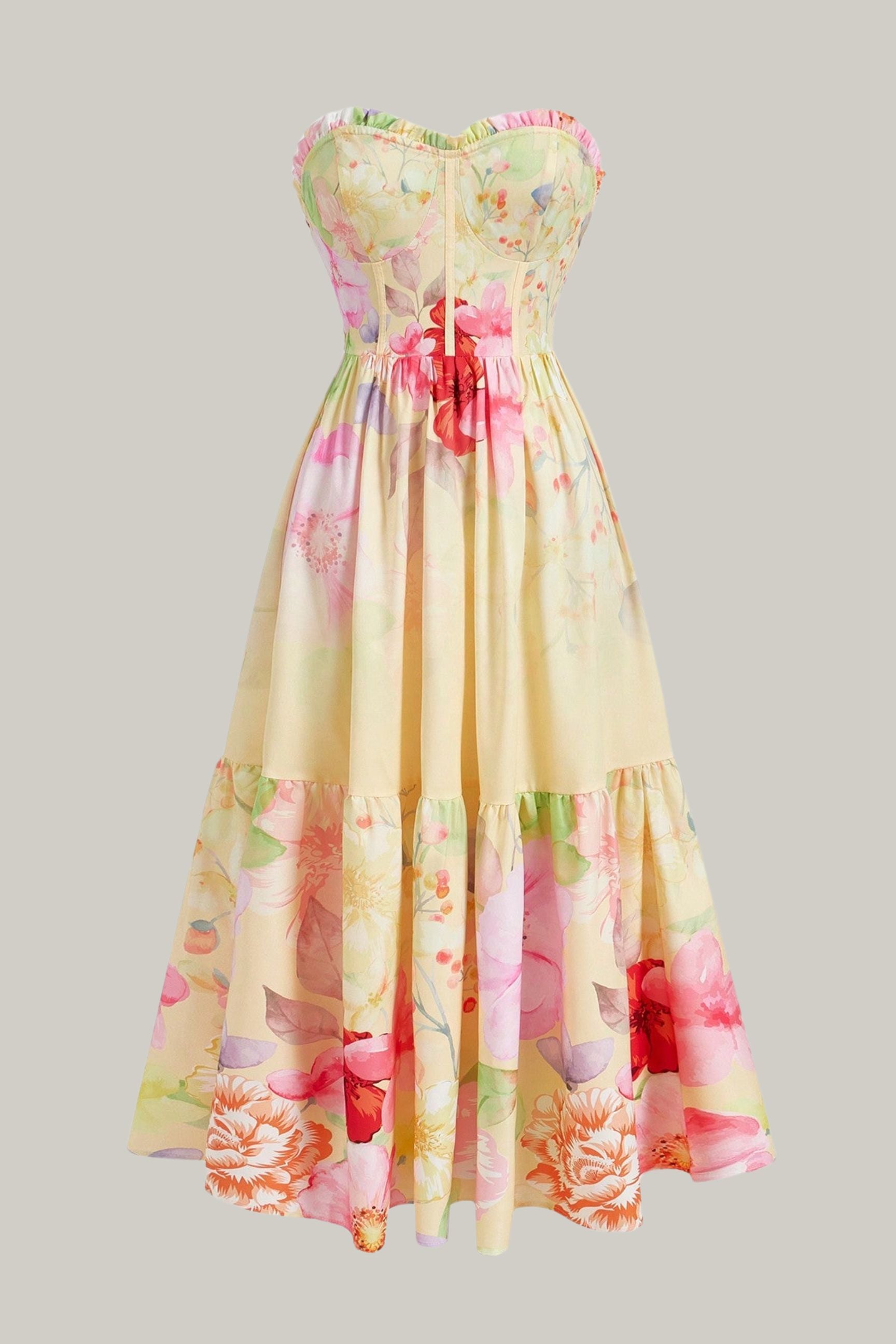 In Love Floral Print Strapless Dress