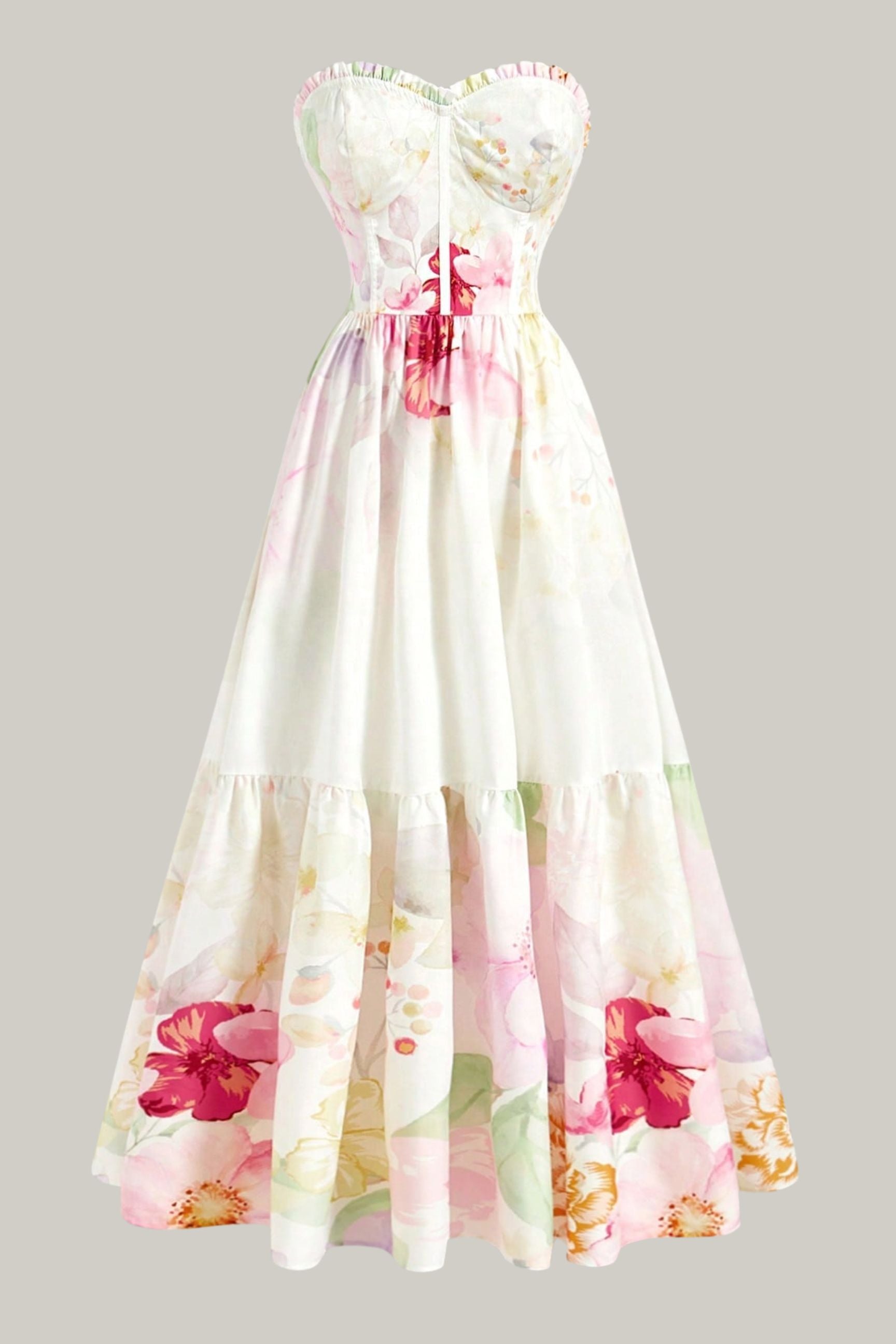In Love Floral Print Strapless Dress