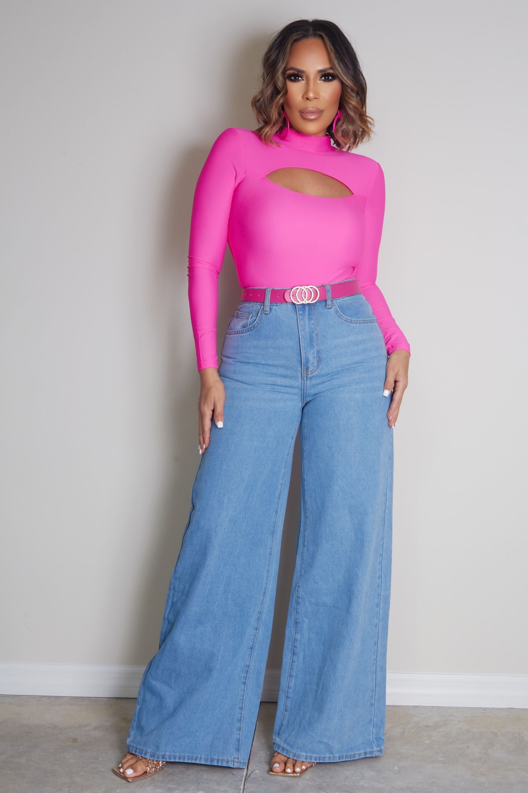 Kailey Mock Neck Cut Out Bodysuit