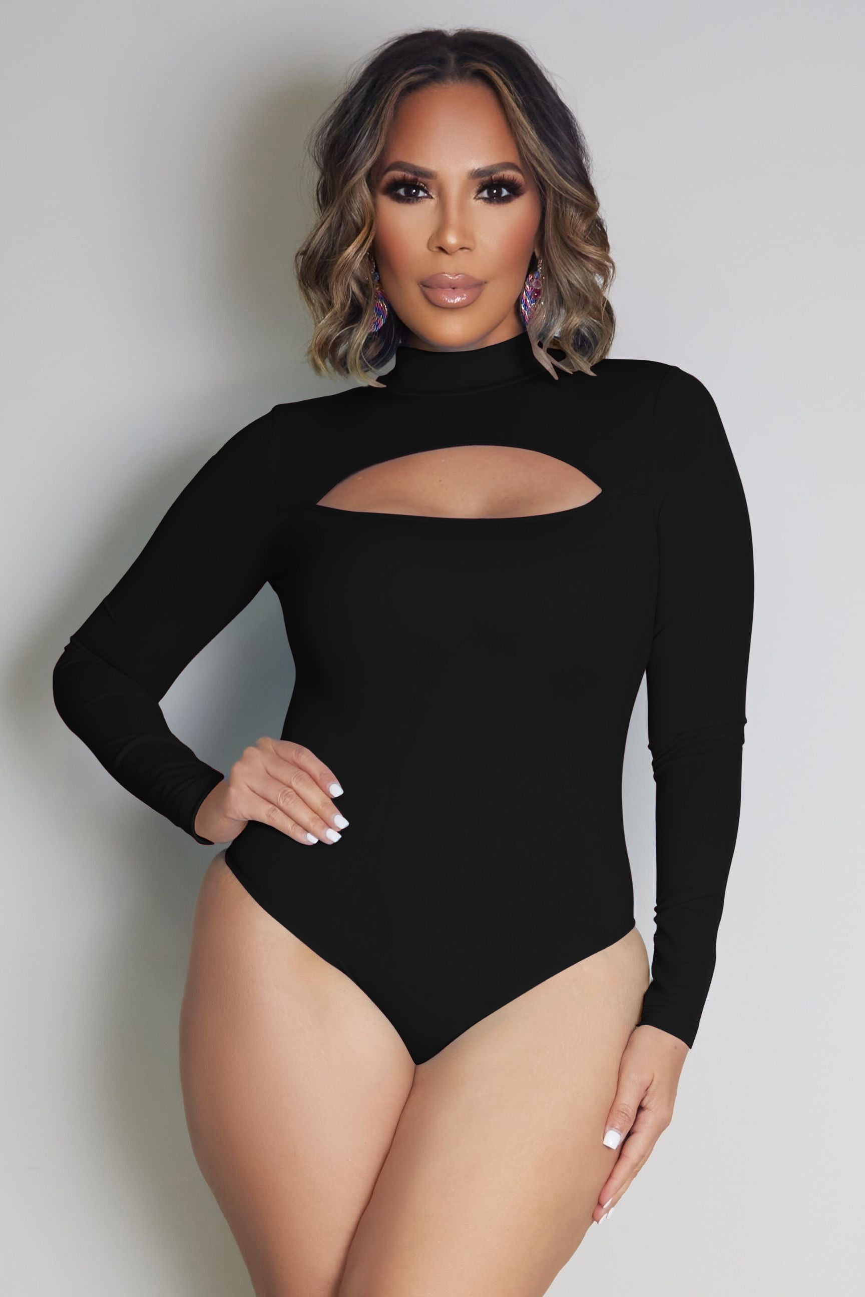 Kailey Mock Neck Cut Out Bodysuit