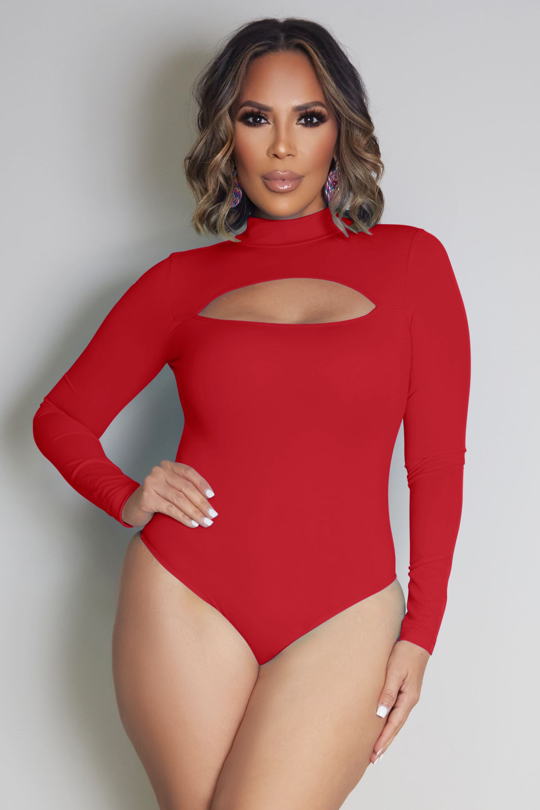 Kailey Mock Neck Cut Out Bodysuit