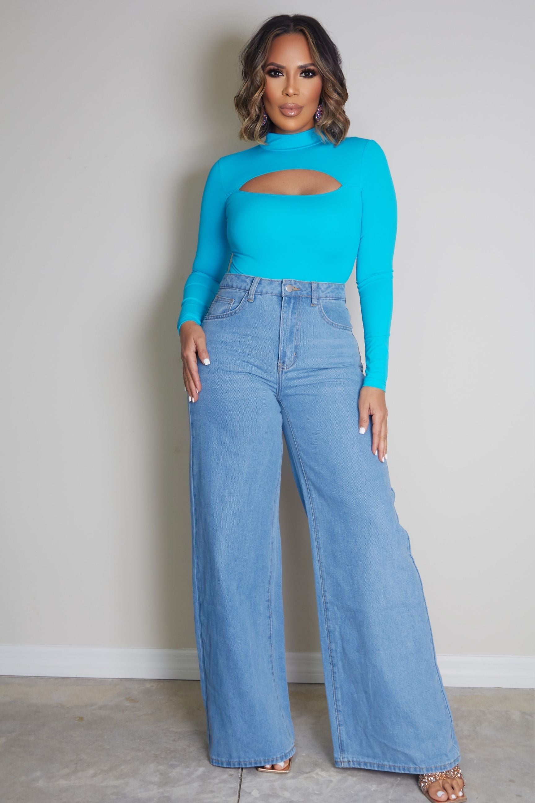 Kailey Mock Neck Cut Out Bodysuit