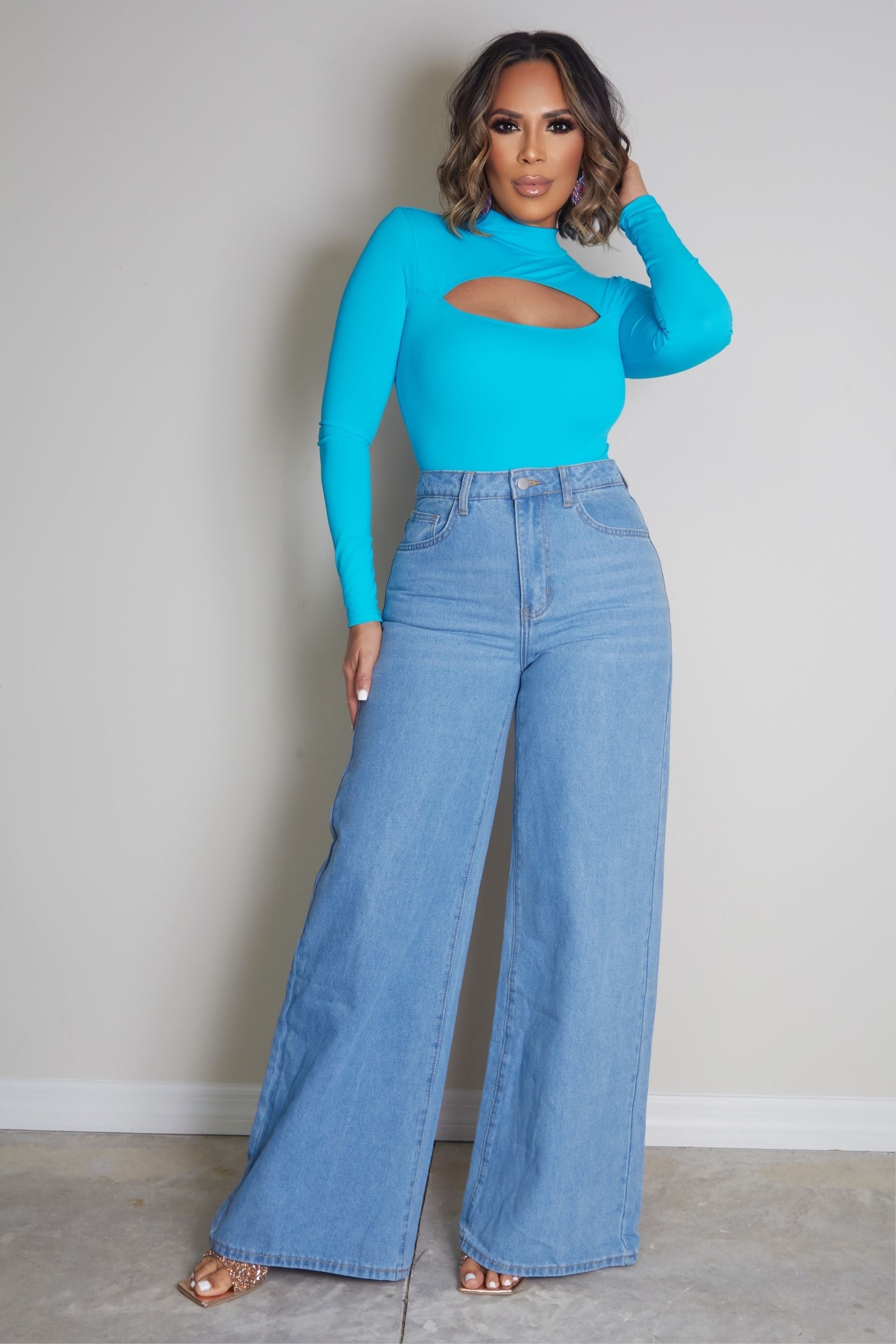 Kailey Mock Neck Cut Out Bodysuit