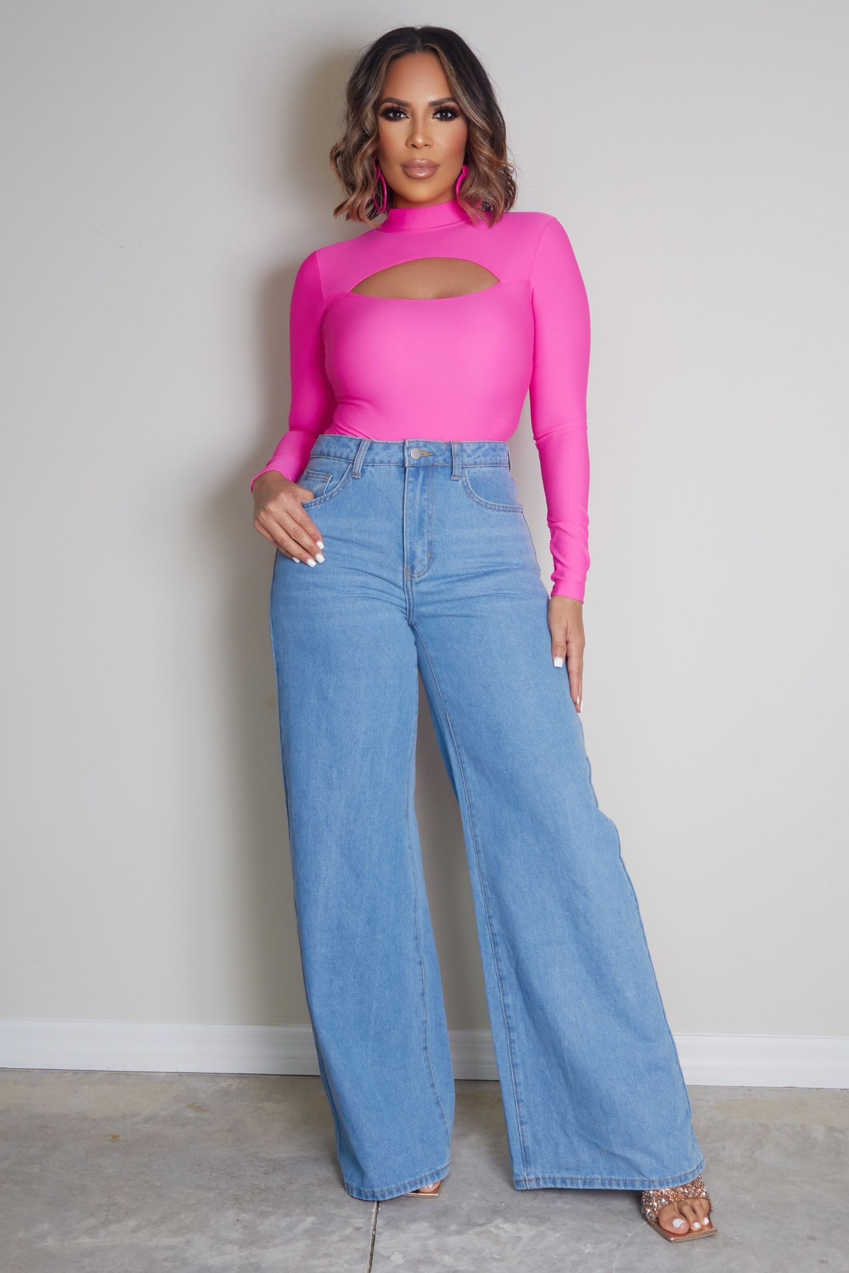 Kailey Mock Neck Cut Out Bodysuit