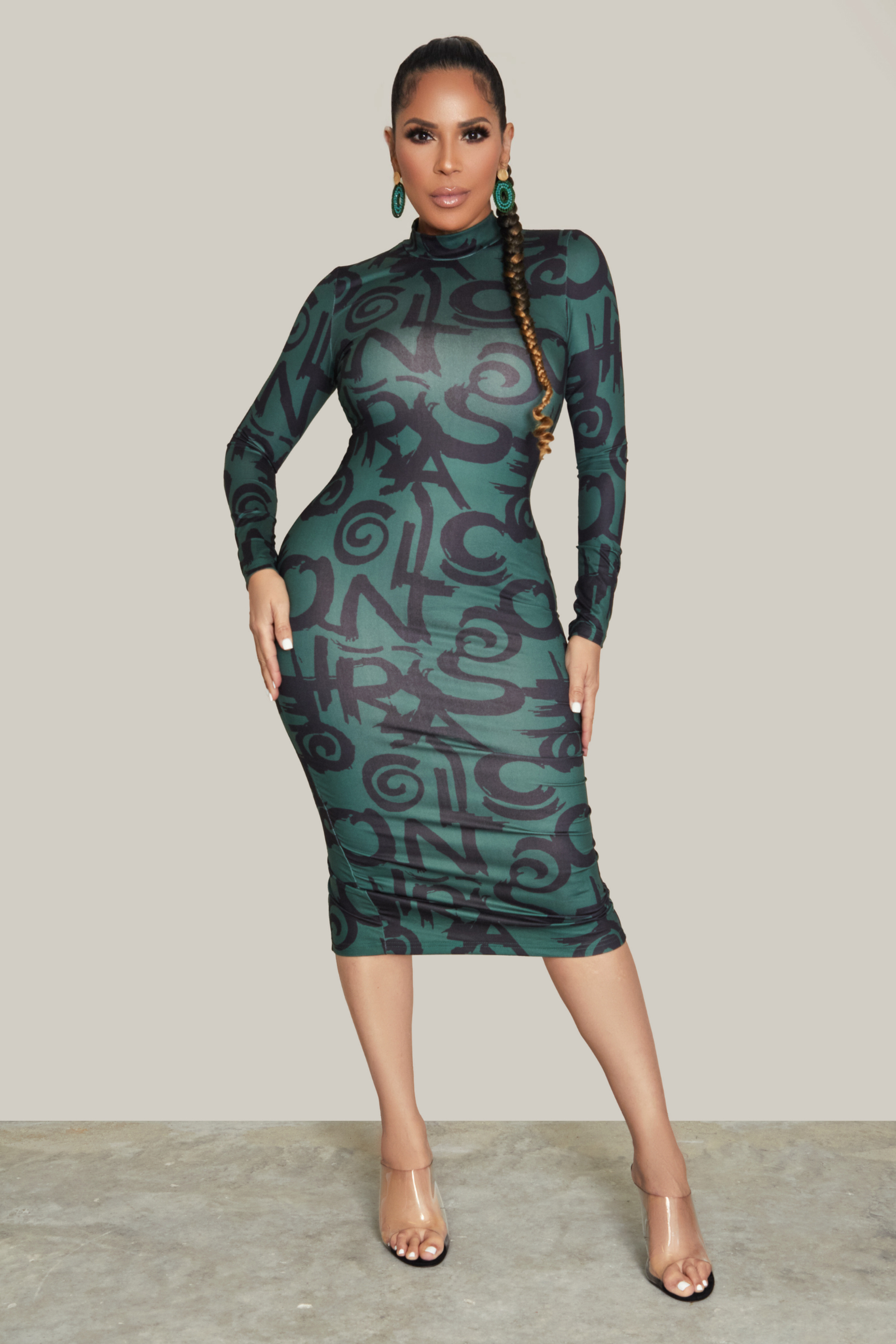 Letter Graphic Print Bodycon Dress