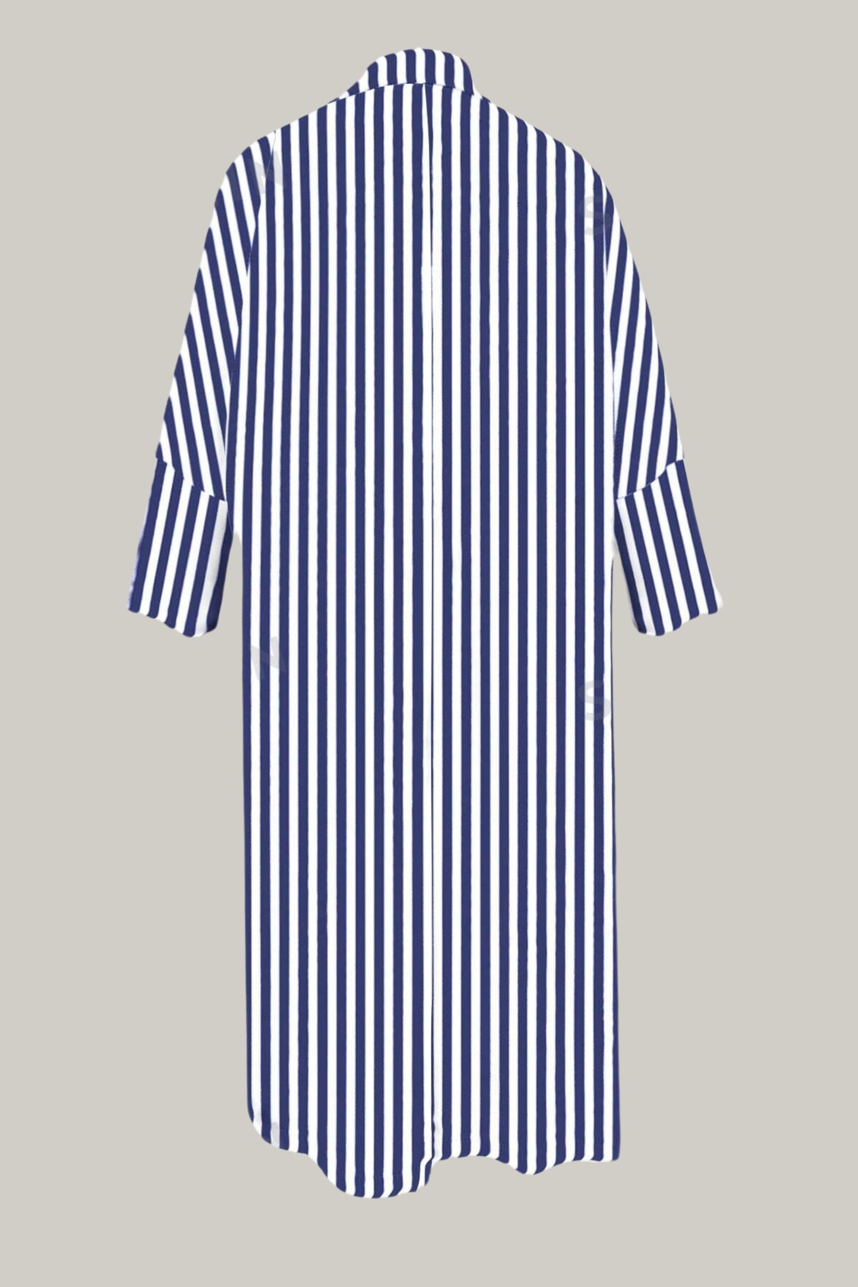 Loose Striped Oversized Drop Shoulder Long Shirt Dress