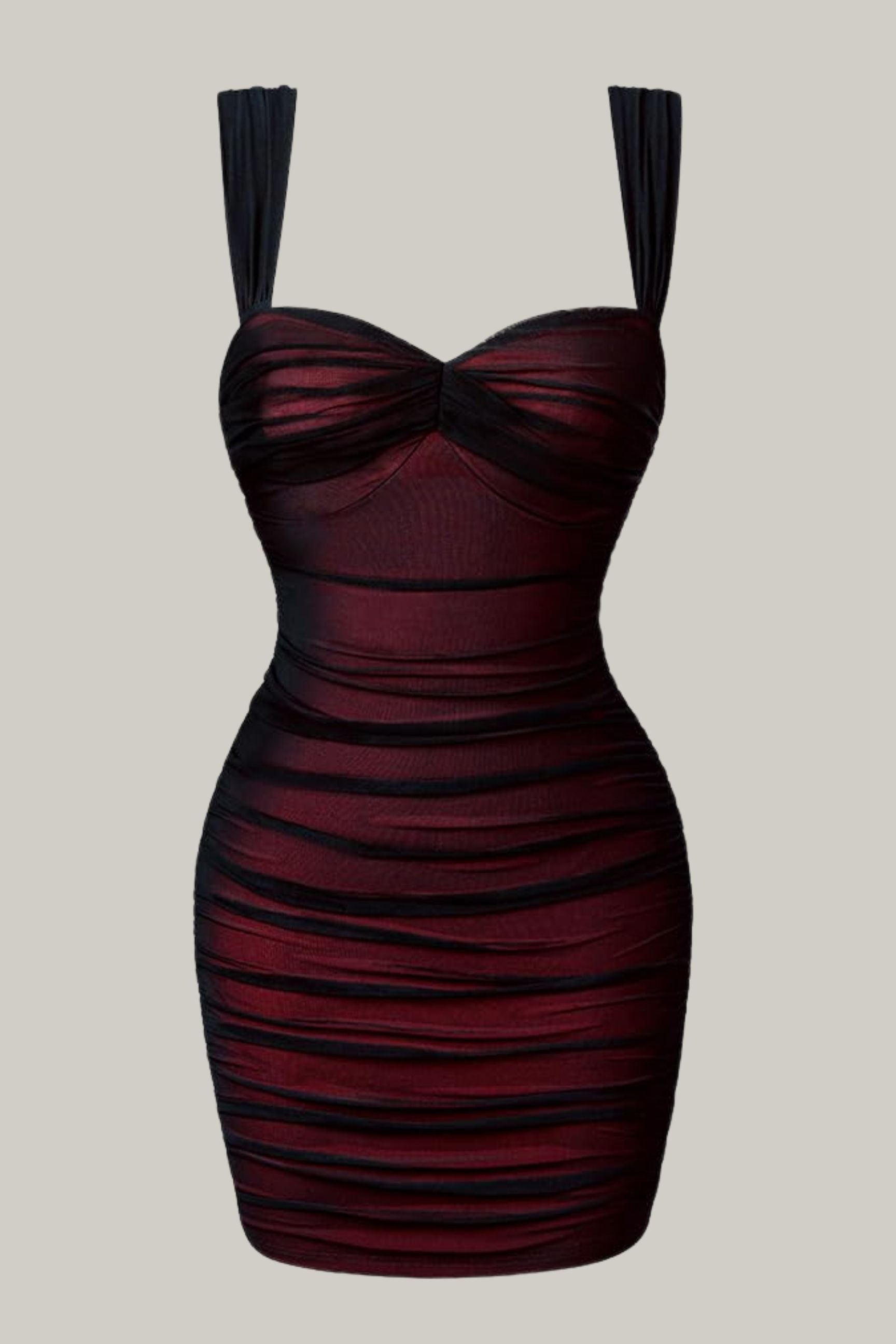 Rosalia Sexy Bodycon Sleeveless Tank Straps Mesh Ruched Mini Party Dress