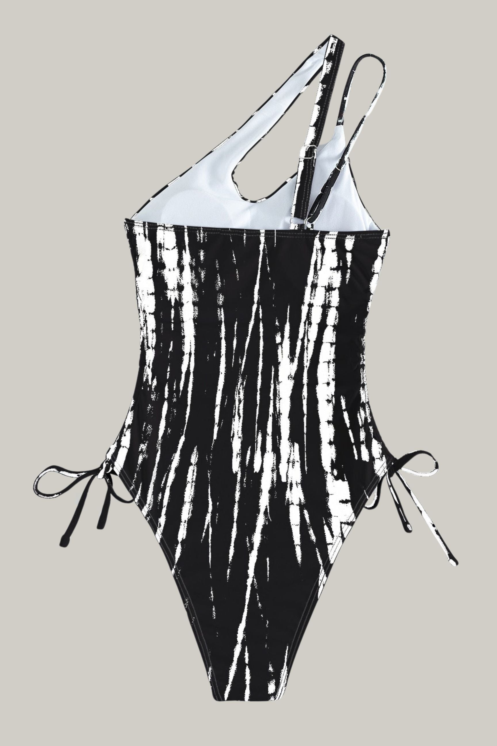 Tie Dye Drawstring One Shoulder Swimsuit