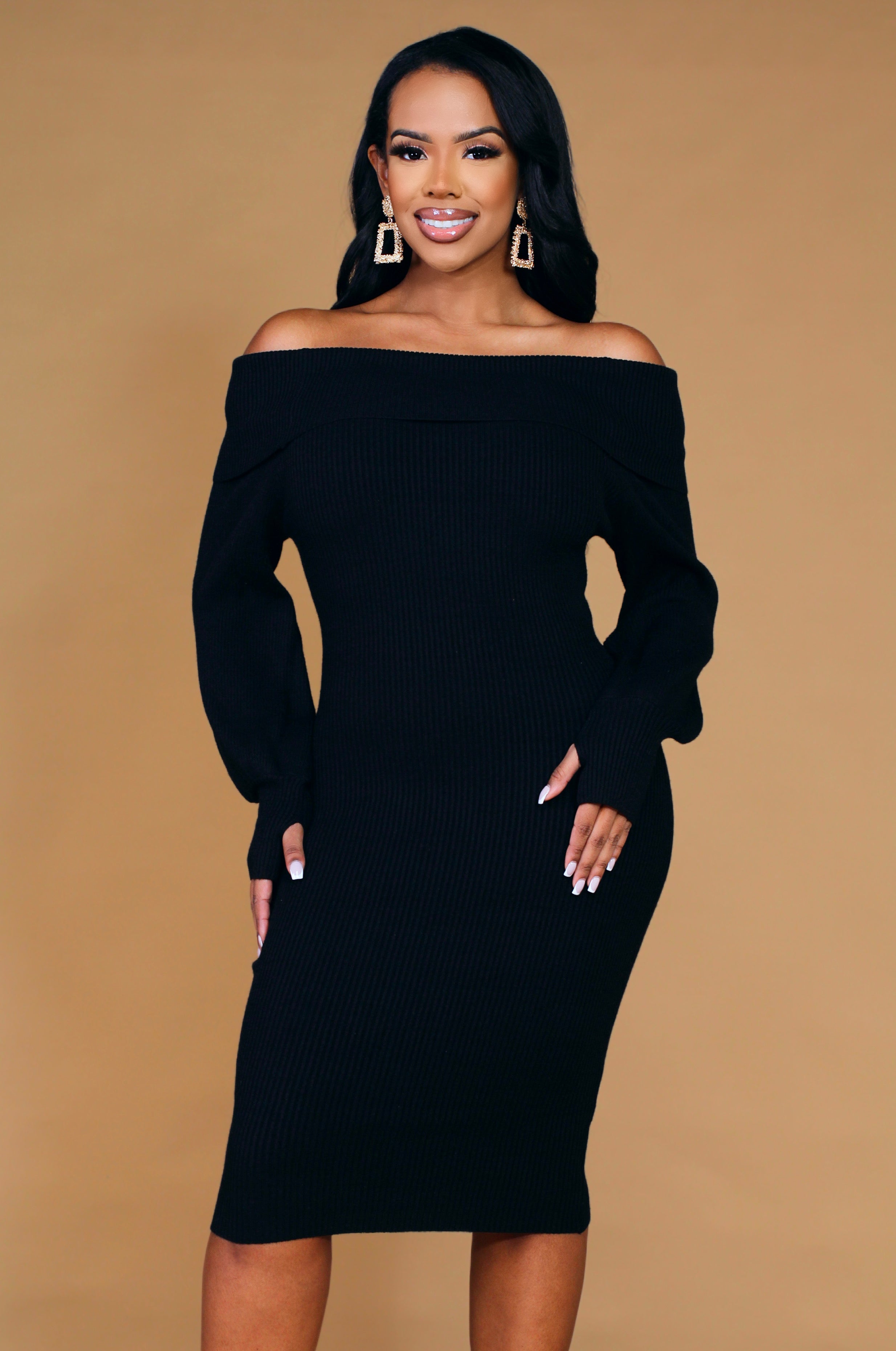 Alejandra Off Shoulder Ribbed Dress - MY SEXY STYLES