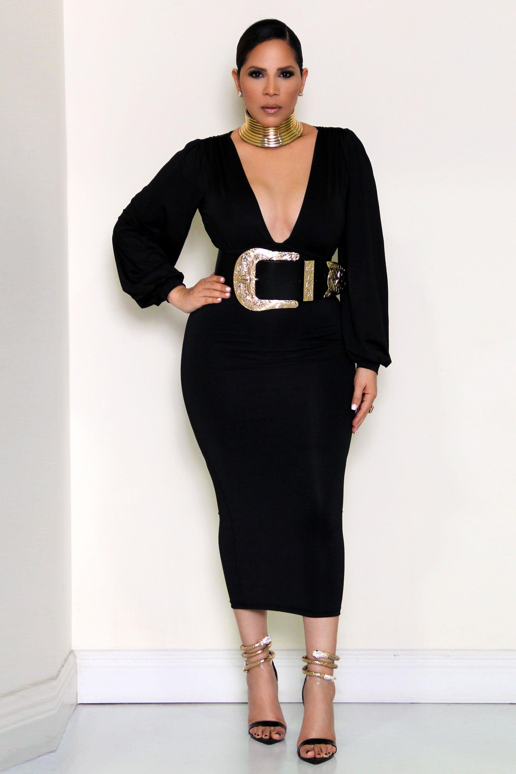 Bellisima Long Sleeves PlungIng Bodysuit - MY SEXY STYLES