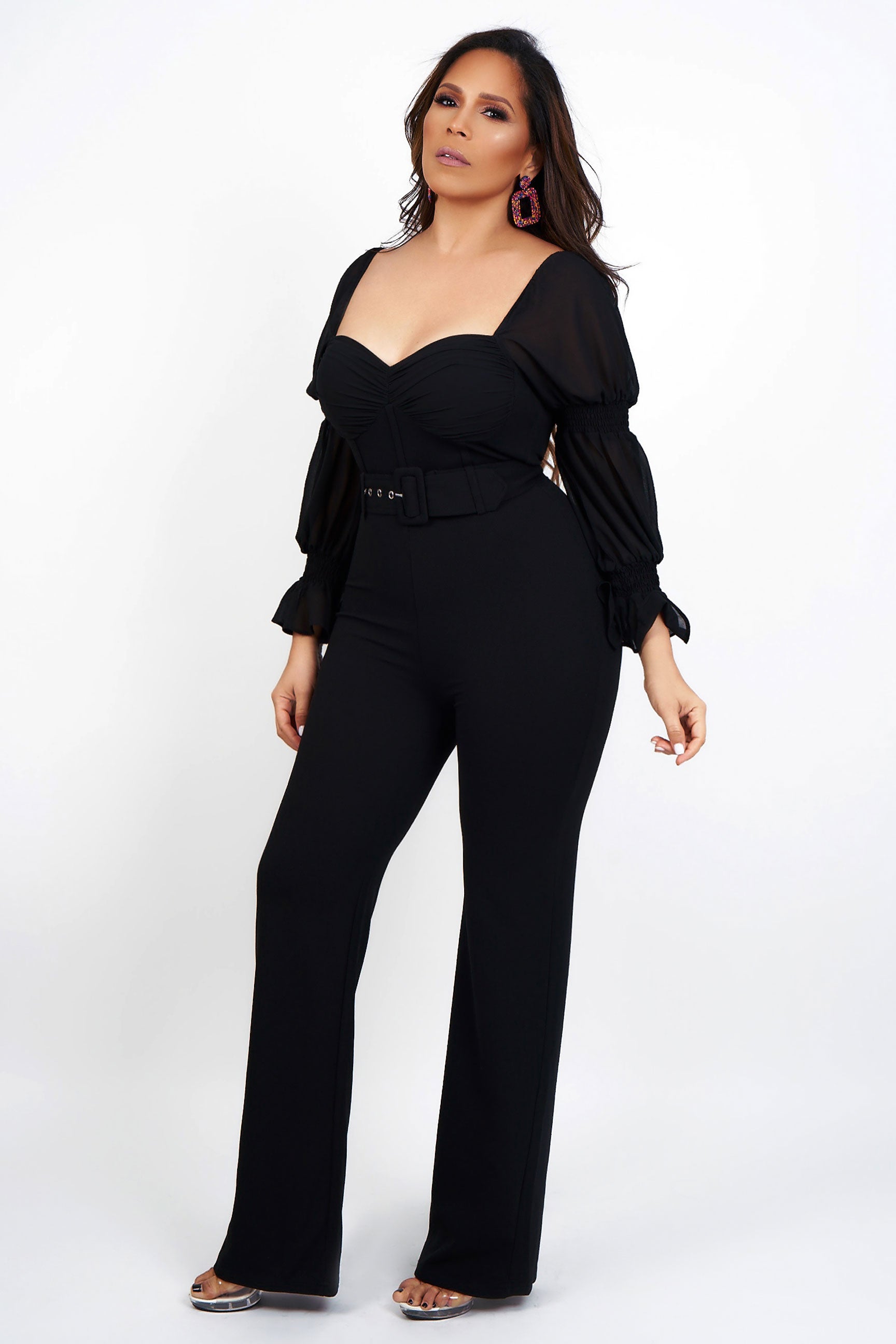 Belle Long Sleeves Belted Jumpsuit - MY SEXY STYLES