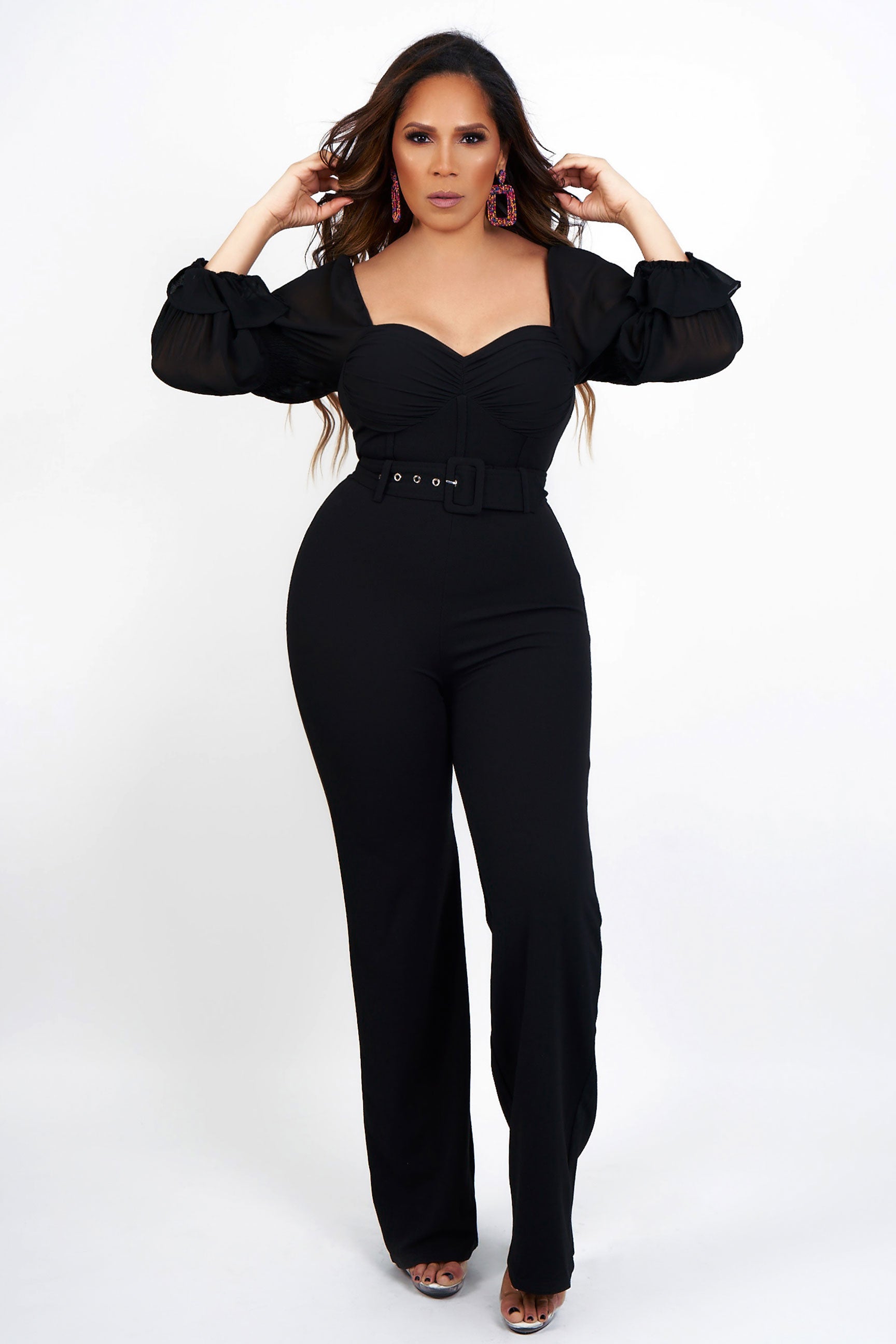 Belle Long Sleeves Belted Jumpsuit - MY SEXY STYLES