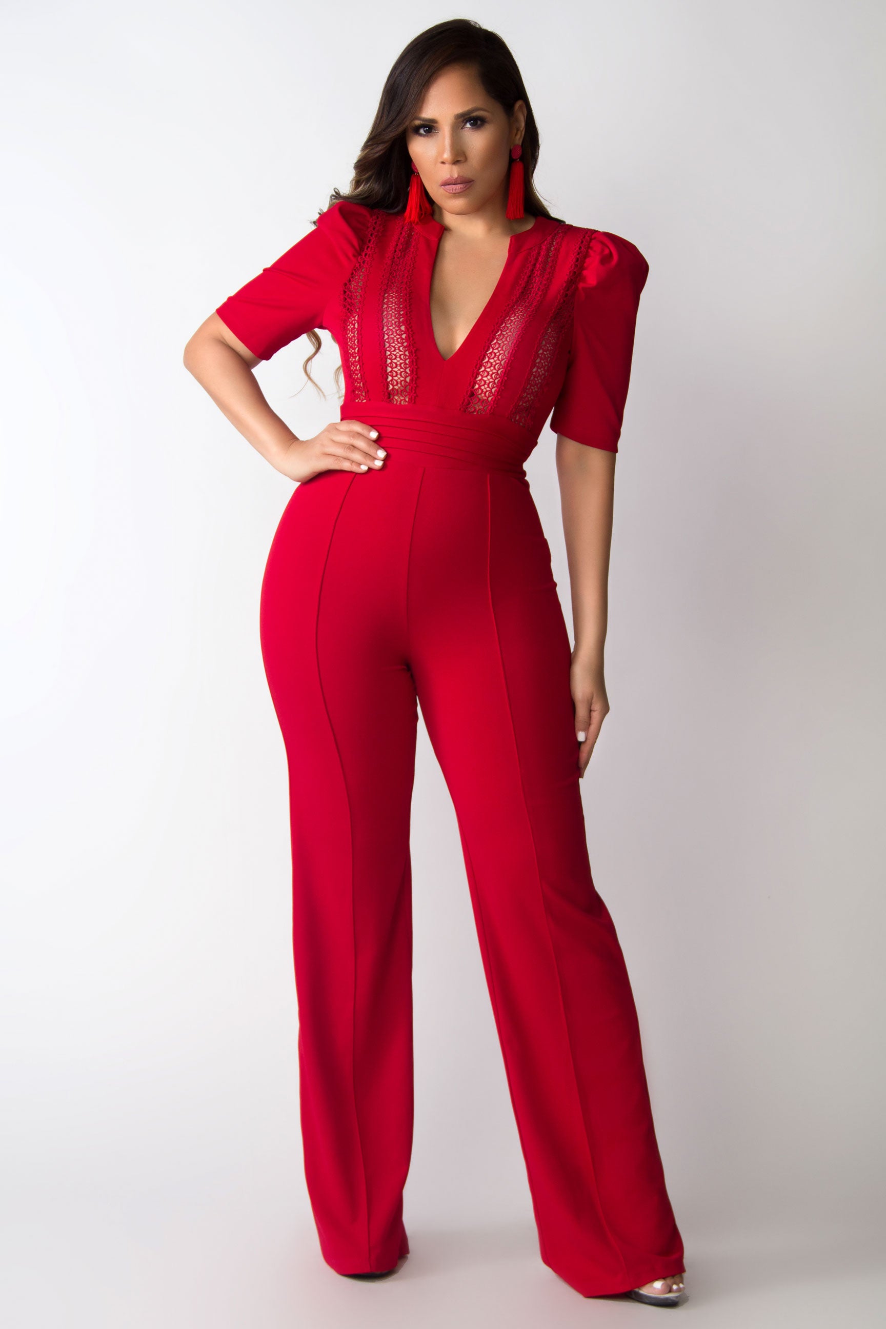 Diamond V-Neck Sophisticated Boutique Jumpsuit - MY SEXY STYLES
