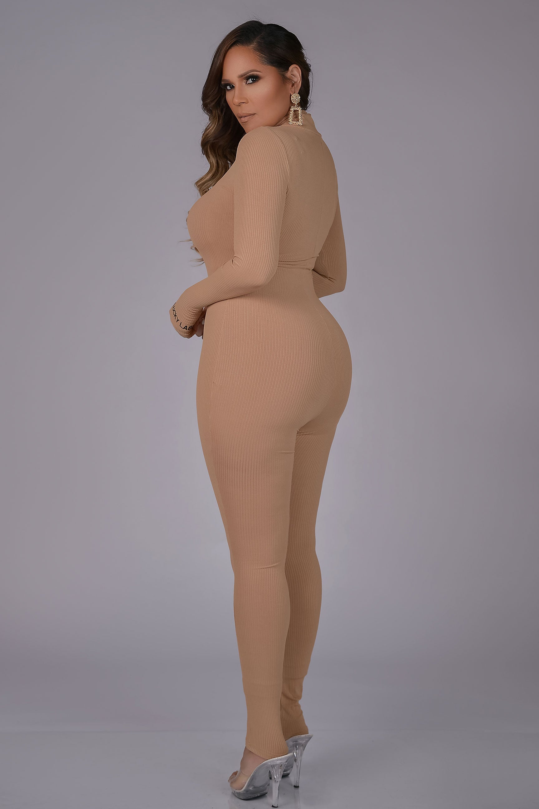 Elena Mock Neck Bodycon Jumpsuit - MY SEXY STYLES