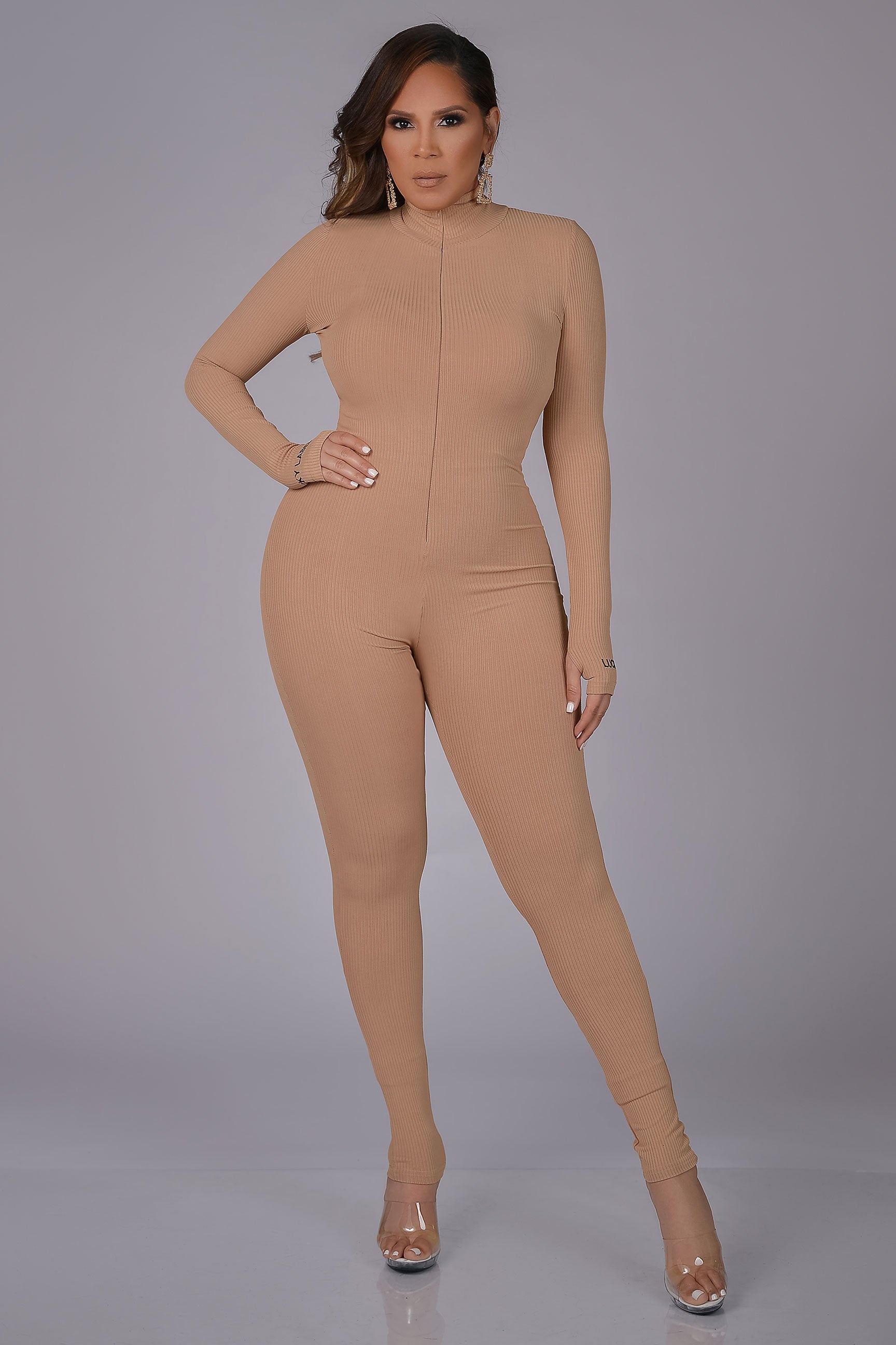 Elena Mock Neck Bodycon Jumpsuit - MY SEXY STYLES