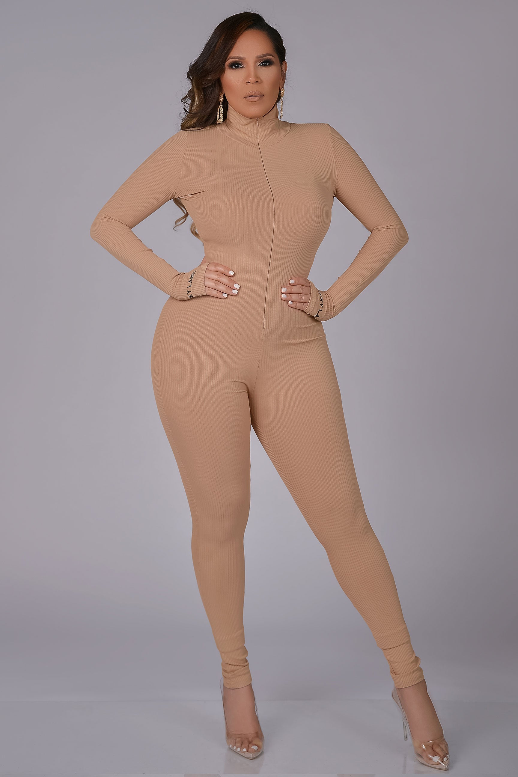 Elena Mock Neck Bodycon Jumpsuit - MY SEXY STYLES