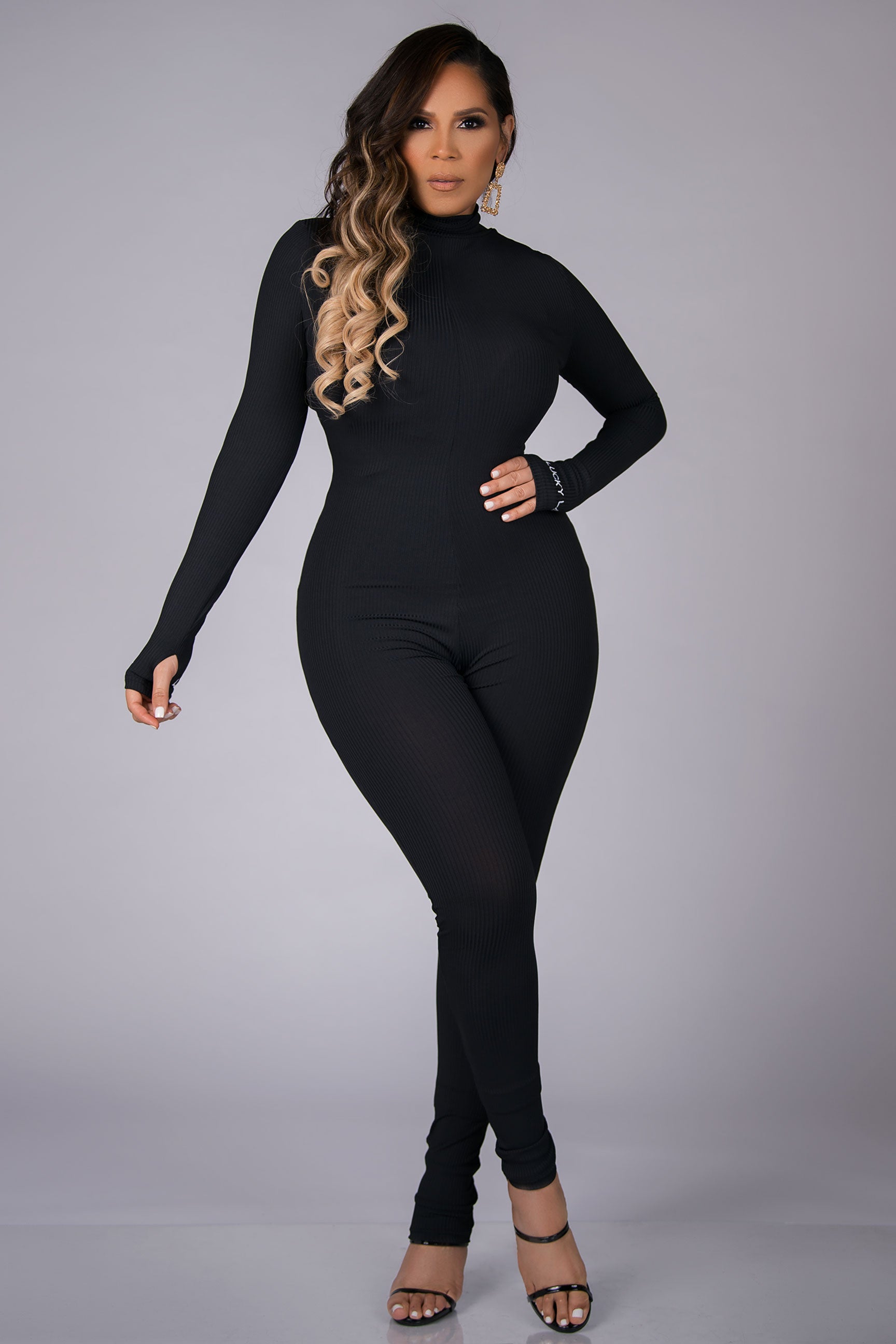Elena Mock Neck Bodycon Jumpsuit - MY SEXY STYLES