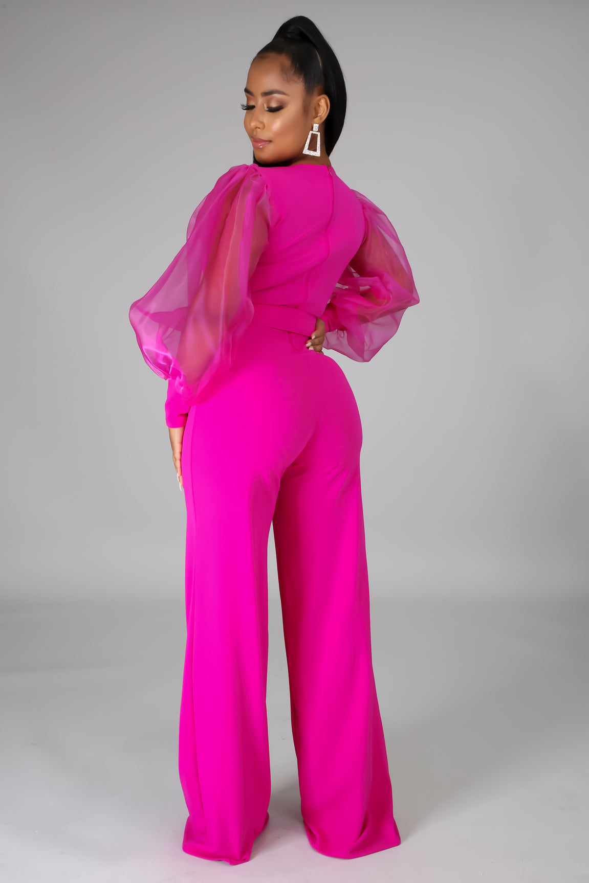 Parker Elegant Belted Plunging Jumpsuit - MY SEXY STYLES