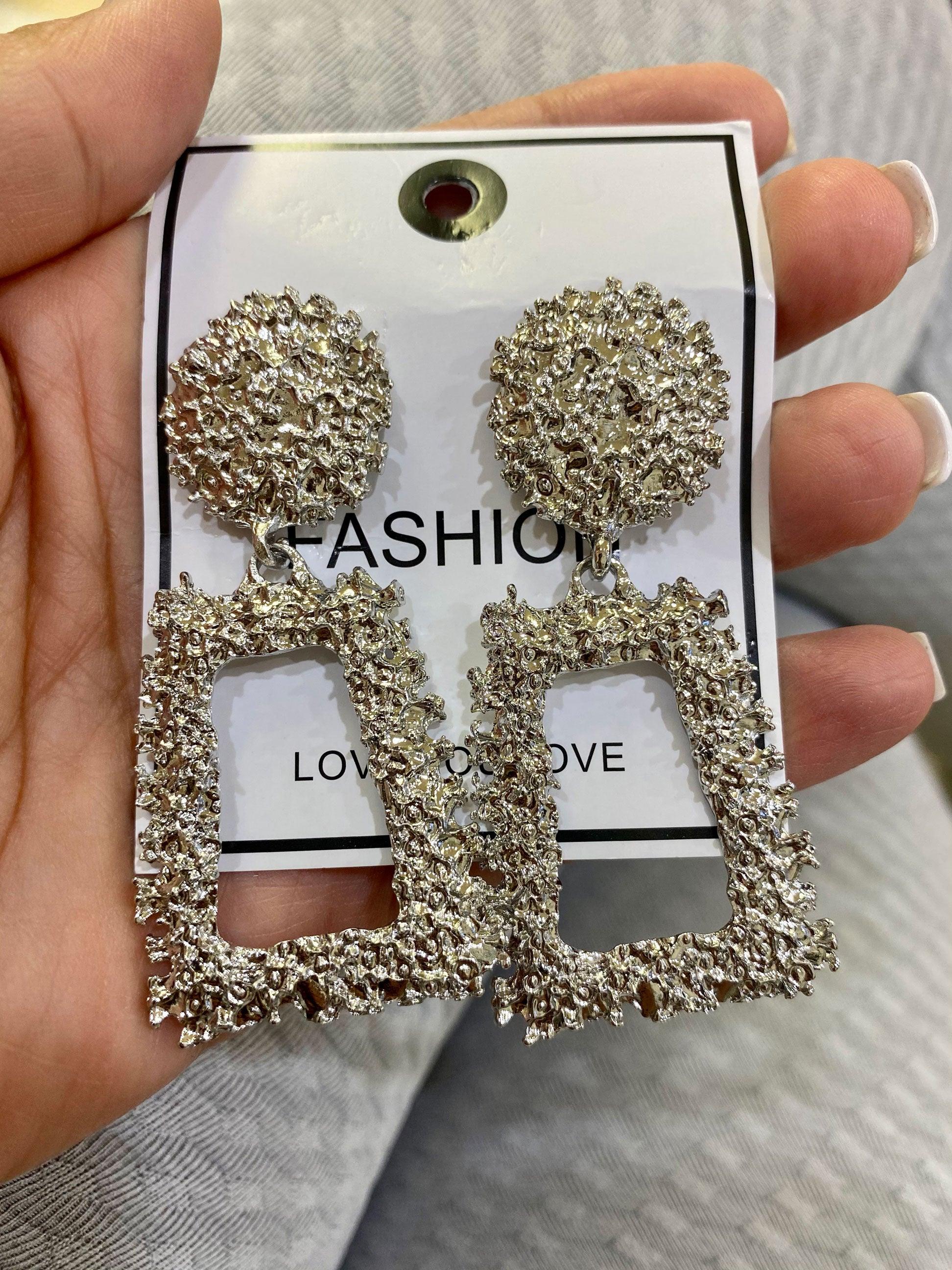 Statement Drop Geometric Metal Earrings - MY SEXY STYLES