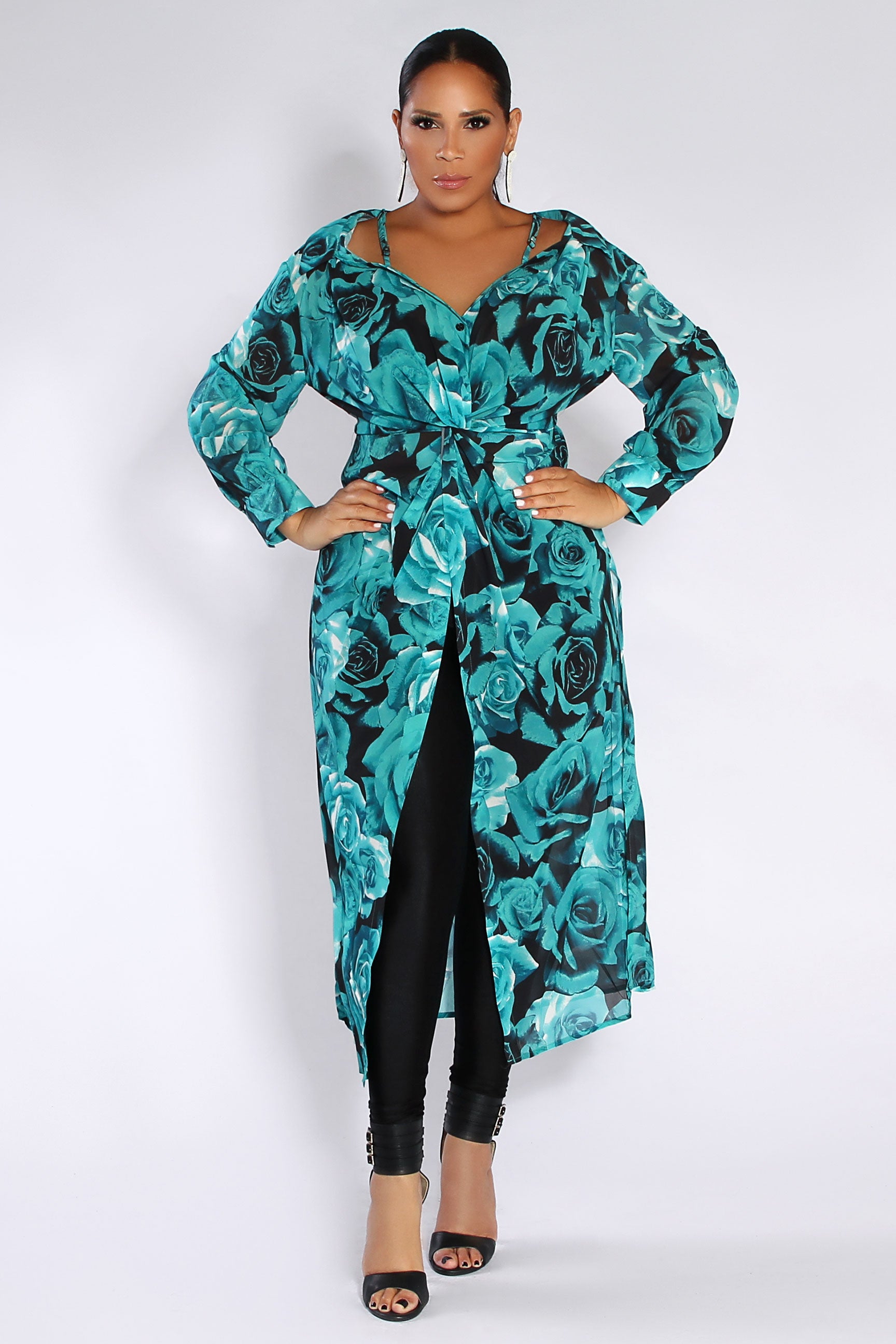 Jovie Floral Print Long Top - MY SEXY STYLES