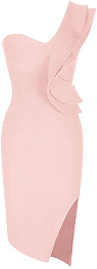 Aitana One Shoulder Sleeveless Knee Length Side Split Fashion Bandage Dress - MY SEXY STYLES