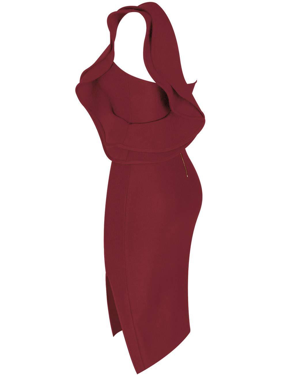 Aitana One Shoulder Sleeveless Knee Length Side Split Fashion Bandage Dress - MY SEXY STYLES