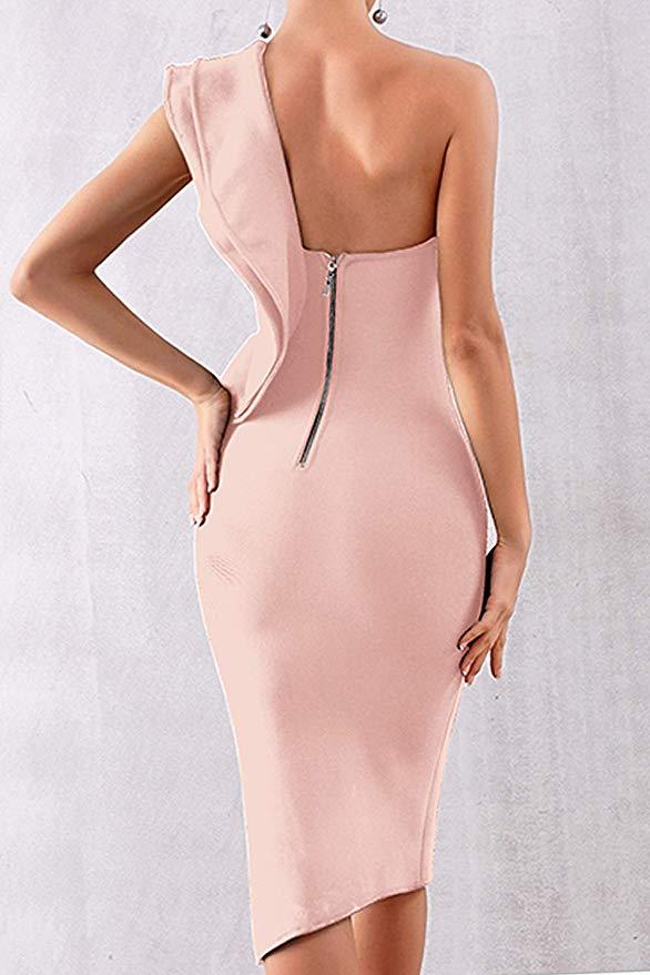 Aitana One Shoulder Sleeveless Knee Length Side Split Fashion Bandage Dress - MY SEXY STYLES