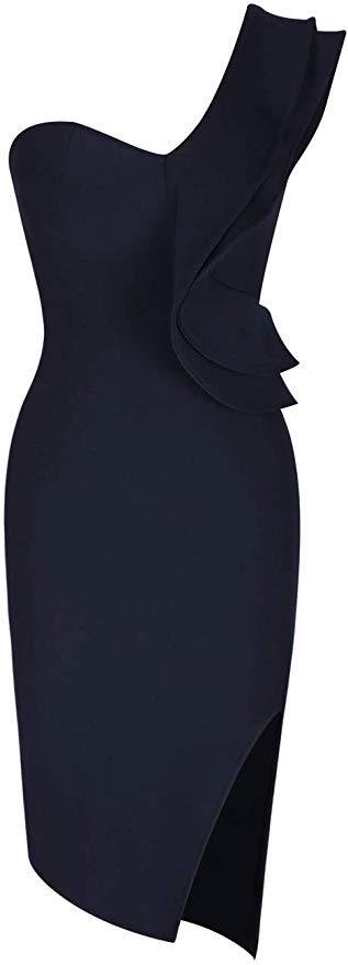 Aitana One Shoulder Sleeveless Knee Length Side Split Fashion Bandage Dress - MY SEXY STYLES