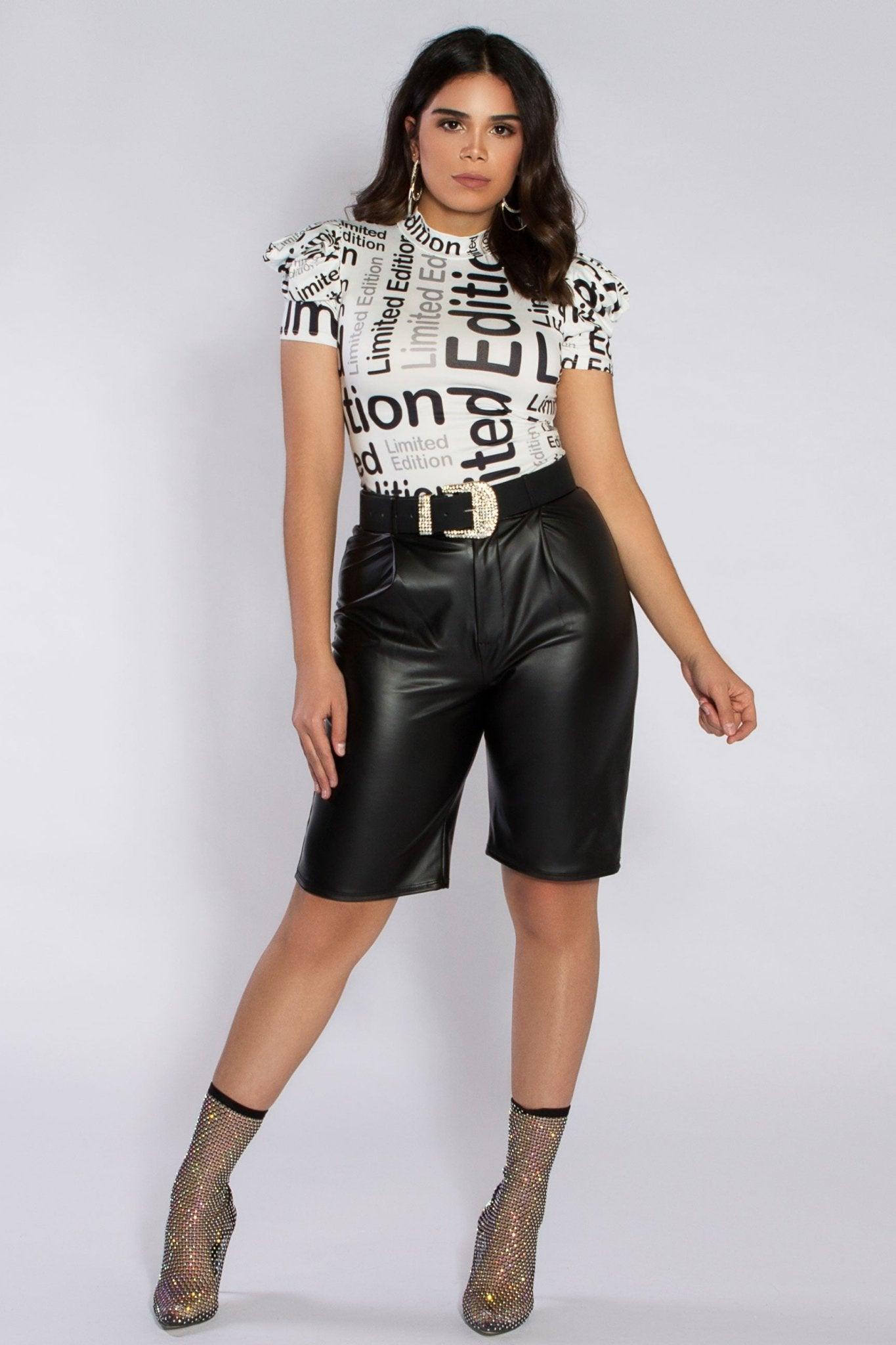 Alianna Faux Leather Bermuda Pants - MY SEXY STYLES