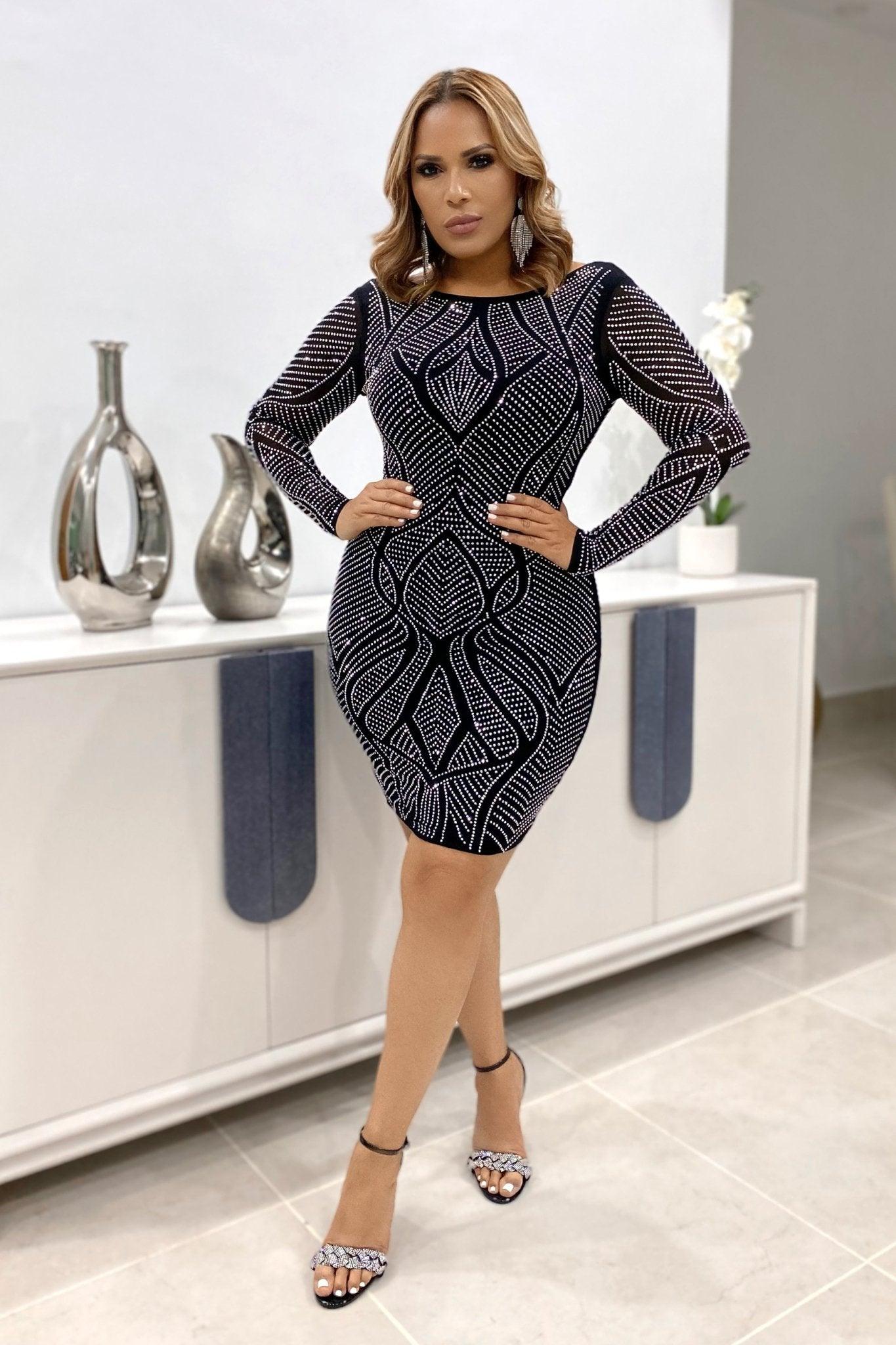 Anell Rhinestone Mini Dress - MY SEXY STYLES