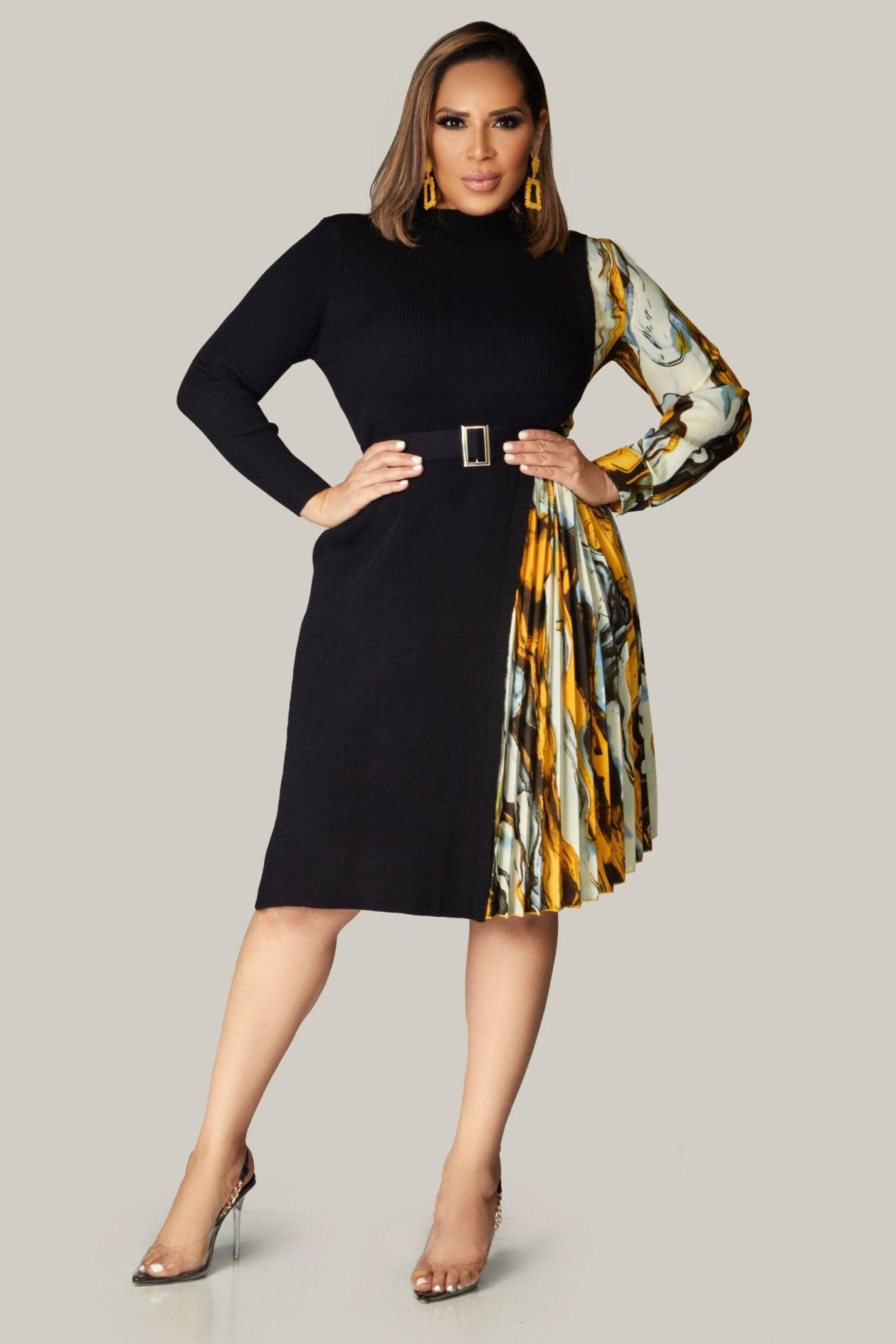 Anouk Long Sleeves Belted Dress - MY SEXY STYLES