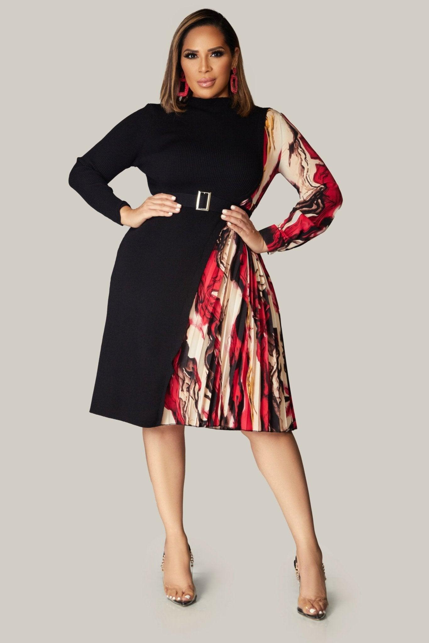 Anouk Long Sleeves Belted Dress - MY SEXY STYLES