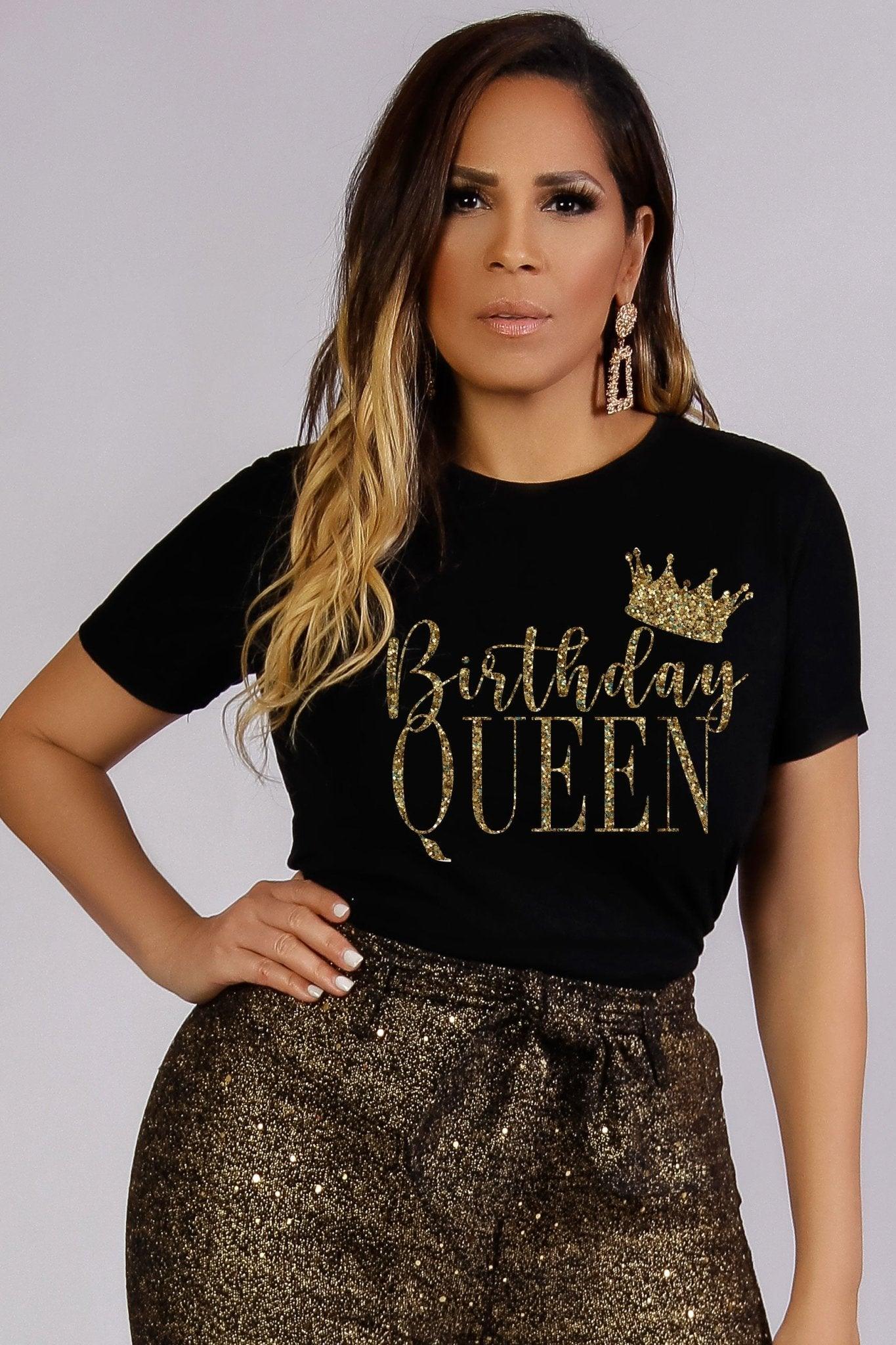 Birthday Queen Glitter Fashion Tee Shirt - MY SEXY STYLES