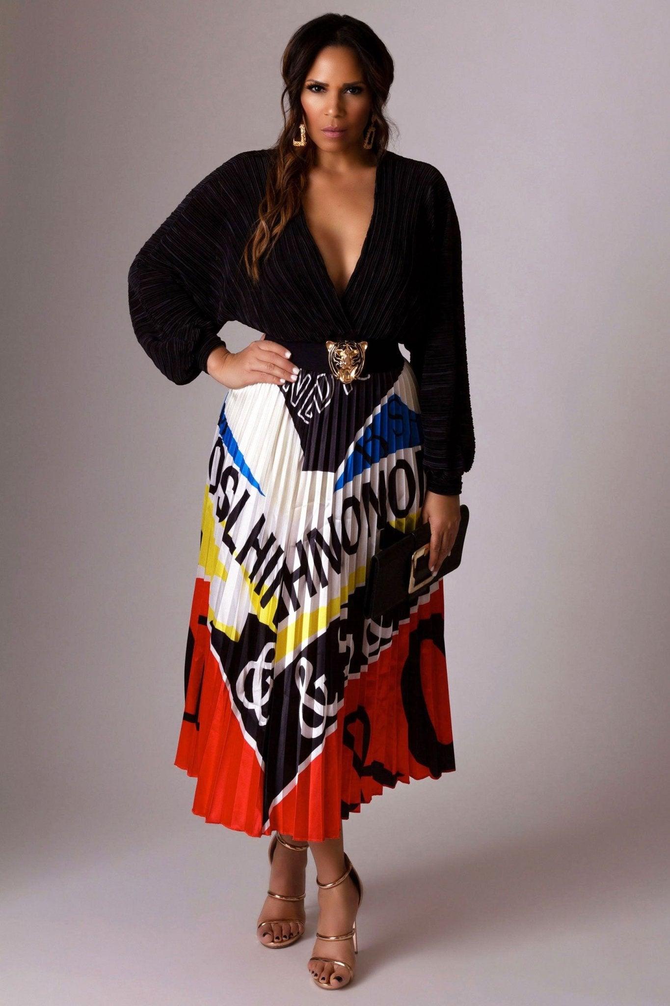 Blare Multi-Color Print Pleated Skirt - MY SEXY STYLES