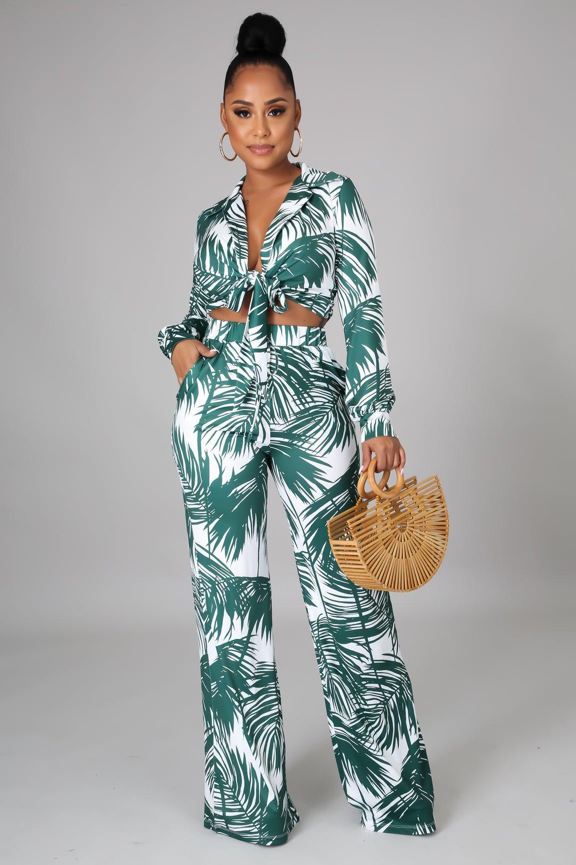 Caribbean Palms Pants Set - MY SEXY STYLES