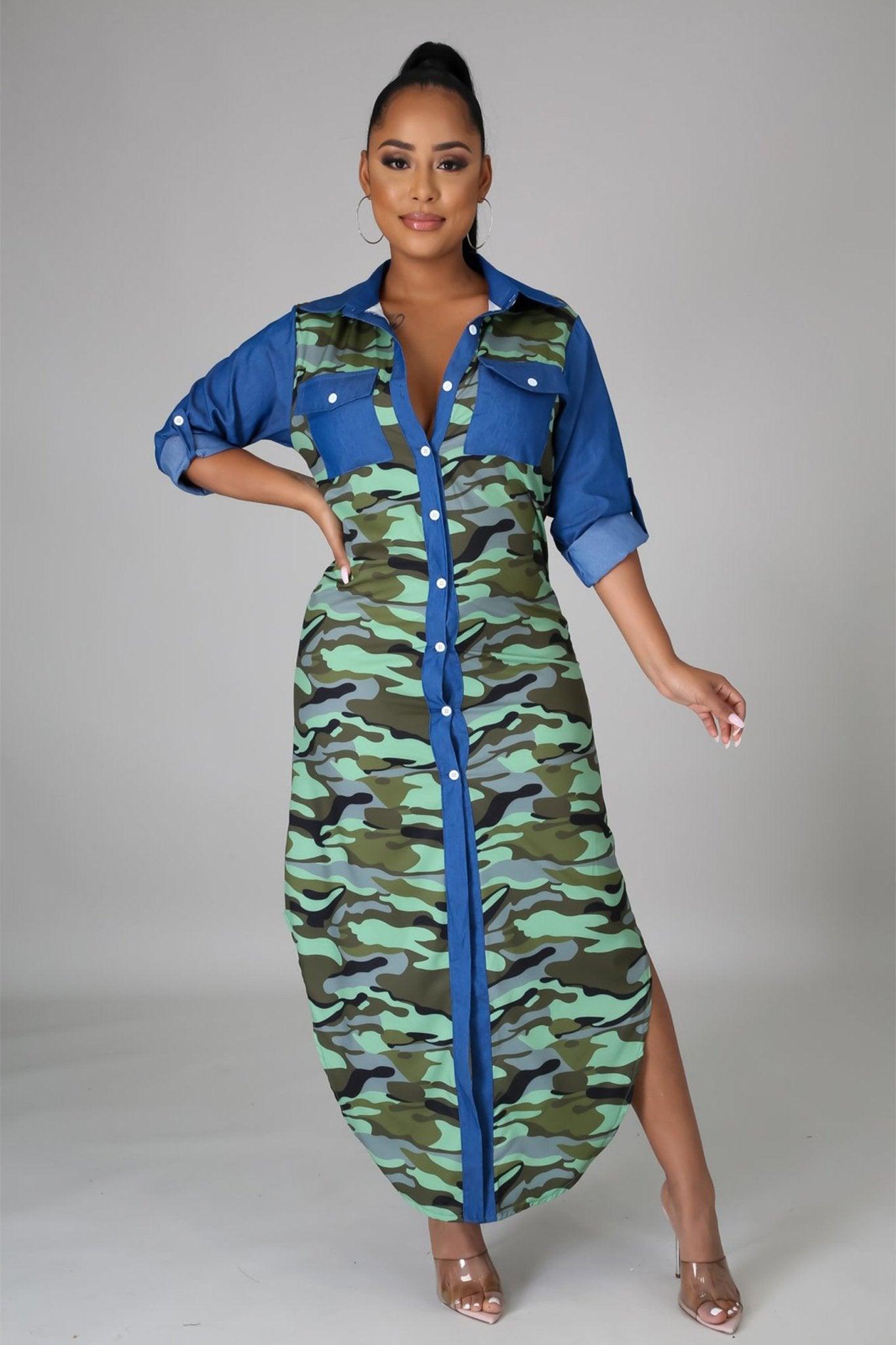 Cassie Pattern Denim Dress - MY SEXY STYLES