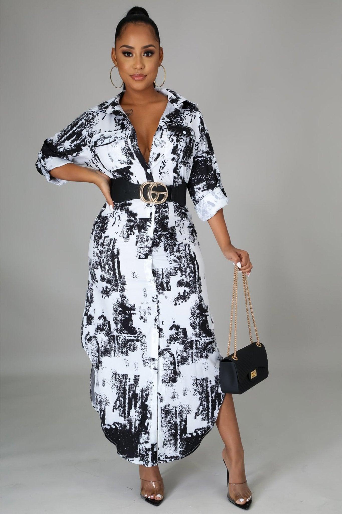 Cassie Pattern Denim Dress - MY SEXY STYLES