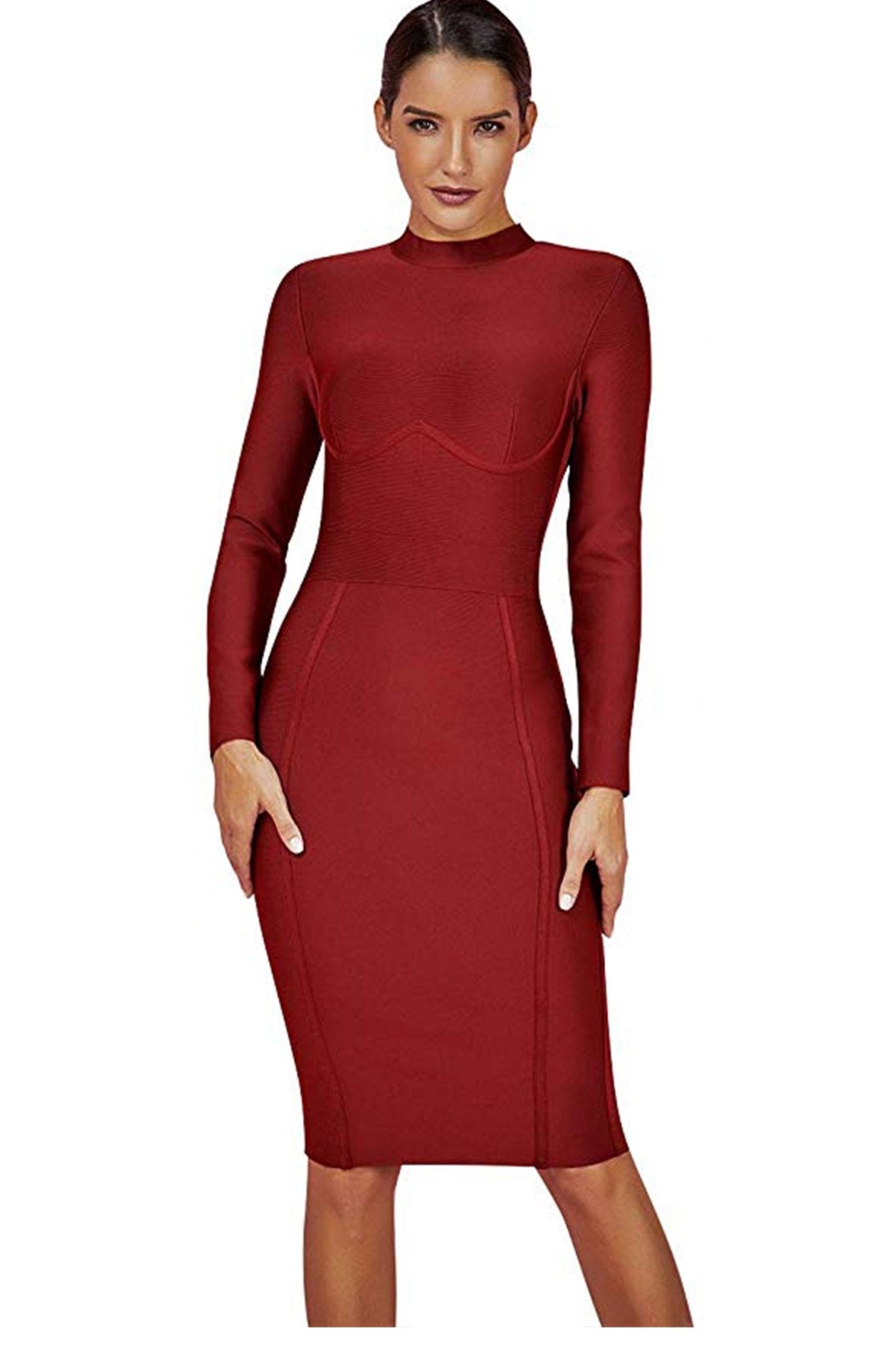 Celeste Long Sleeves Midi Party Bodycon Bandage Dress - MY SEXY STYLES