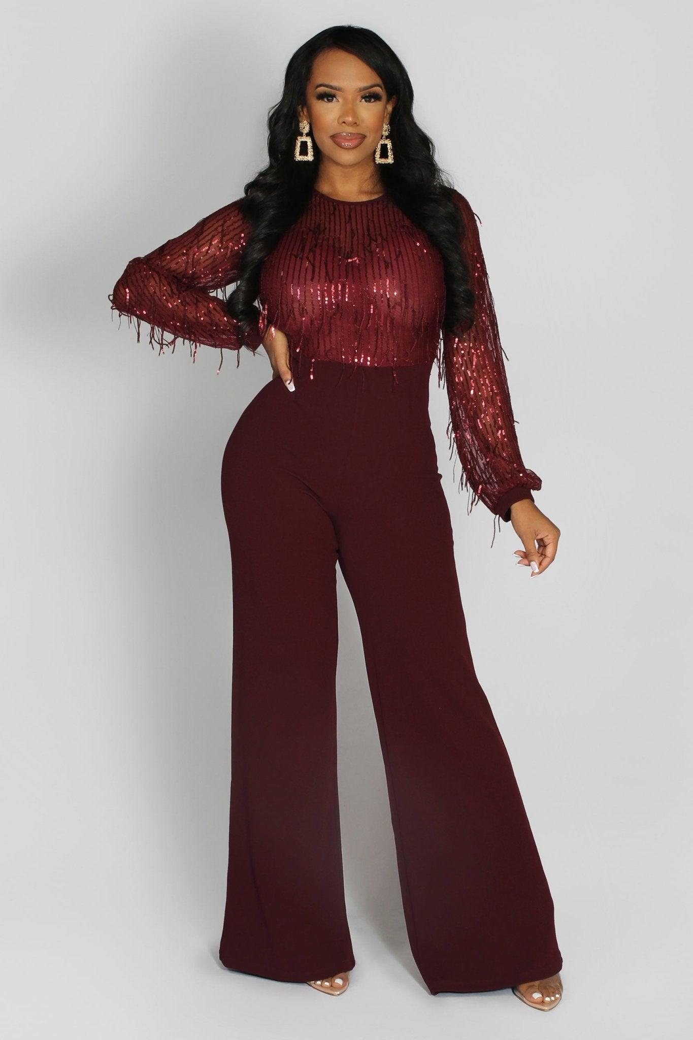 Chelby Sequin Fringe Jumpsuit - MY SEXY STYLES