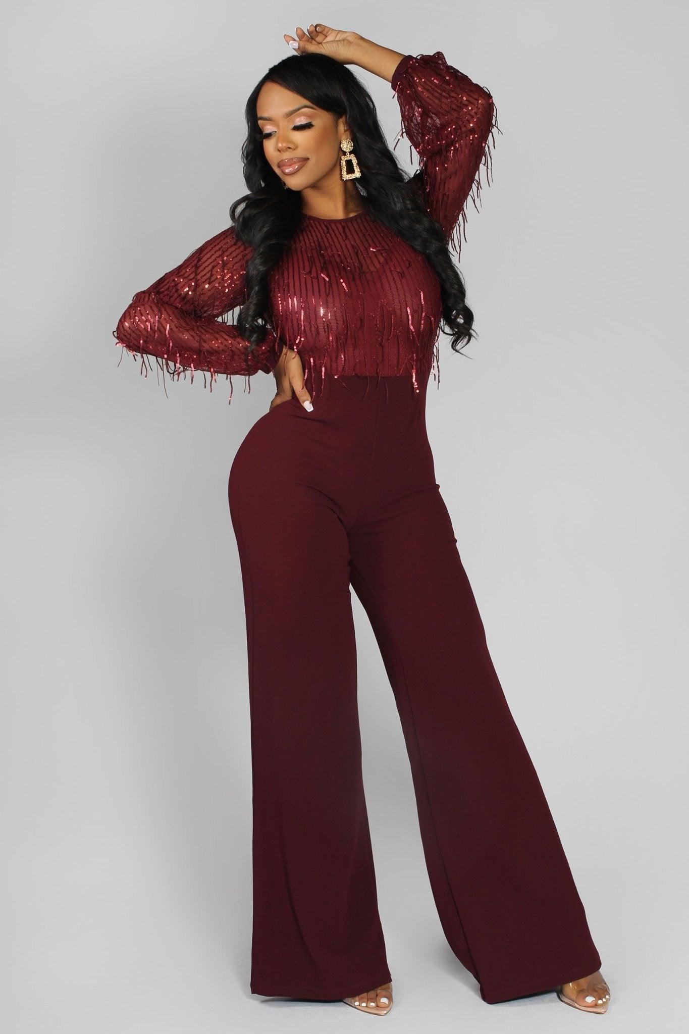 Chelby Sequin Fringe Jumpsuit - MY SEXY STYLES