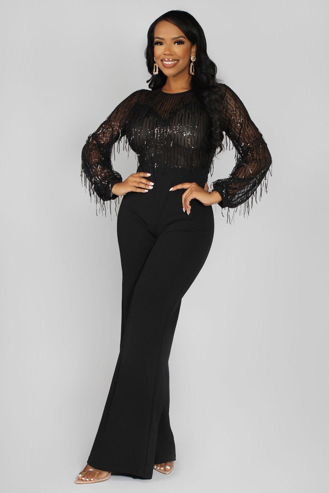 Chelby Sequin Fringe Jumpsuit - MY SEXY STYLES